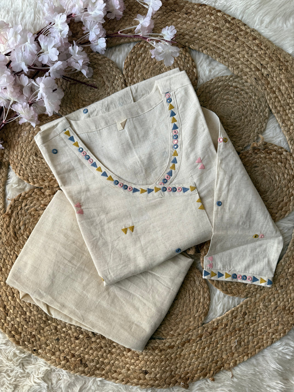 Khadi Cotton Kurti Pant Set