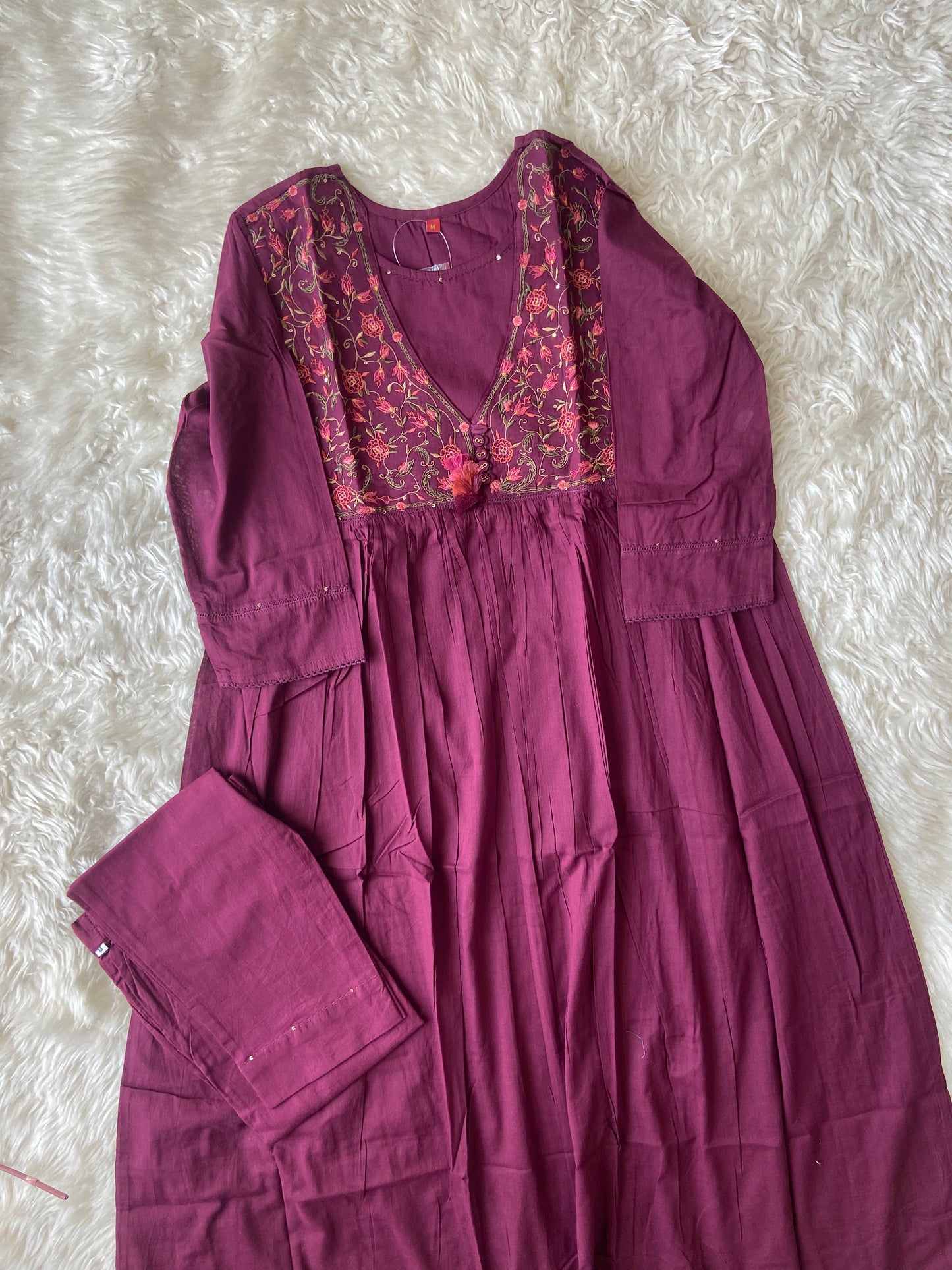 Premium Cotton Thread Work Kurti Pant Set