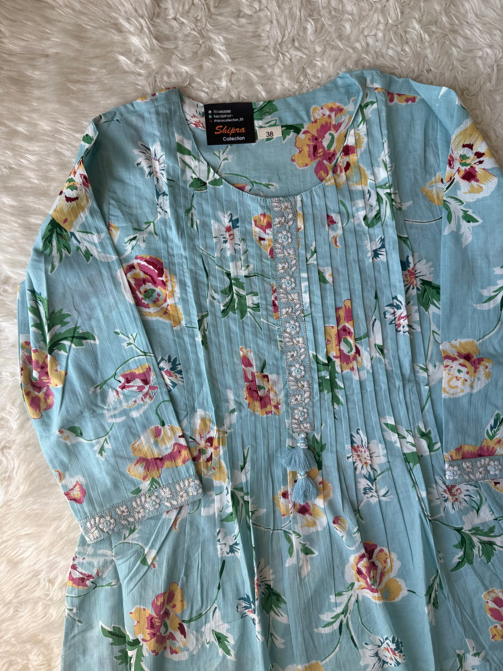 Premium Cotton Aline Kurti Pant Dupatta Set