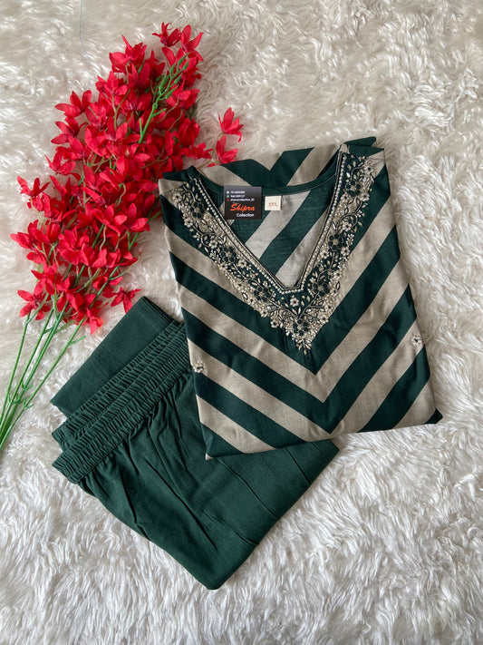 Pure Muslin Silk Kurti Pant Set