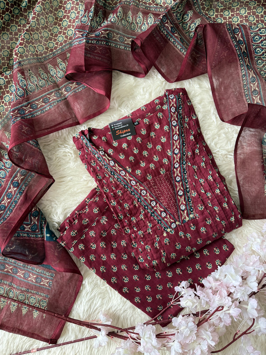 Premium Cotton Kurti plazo Dupatta Set