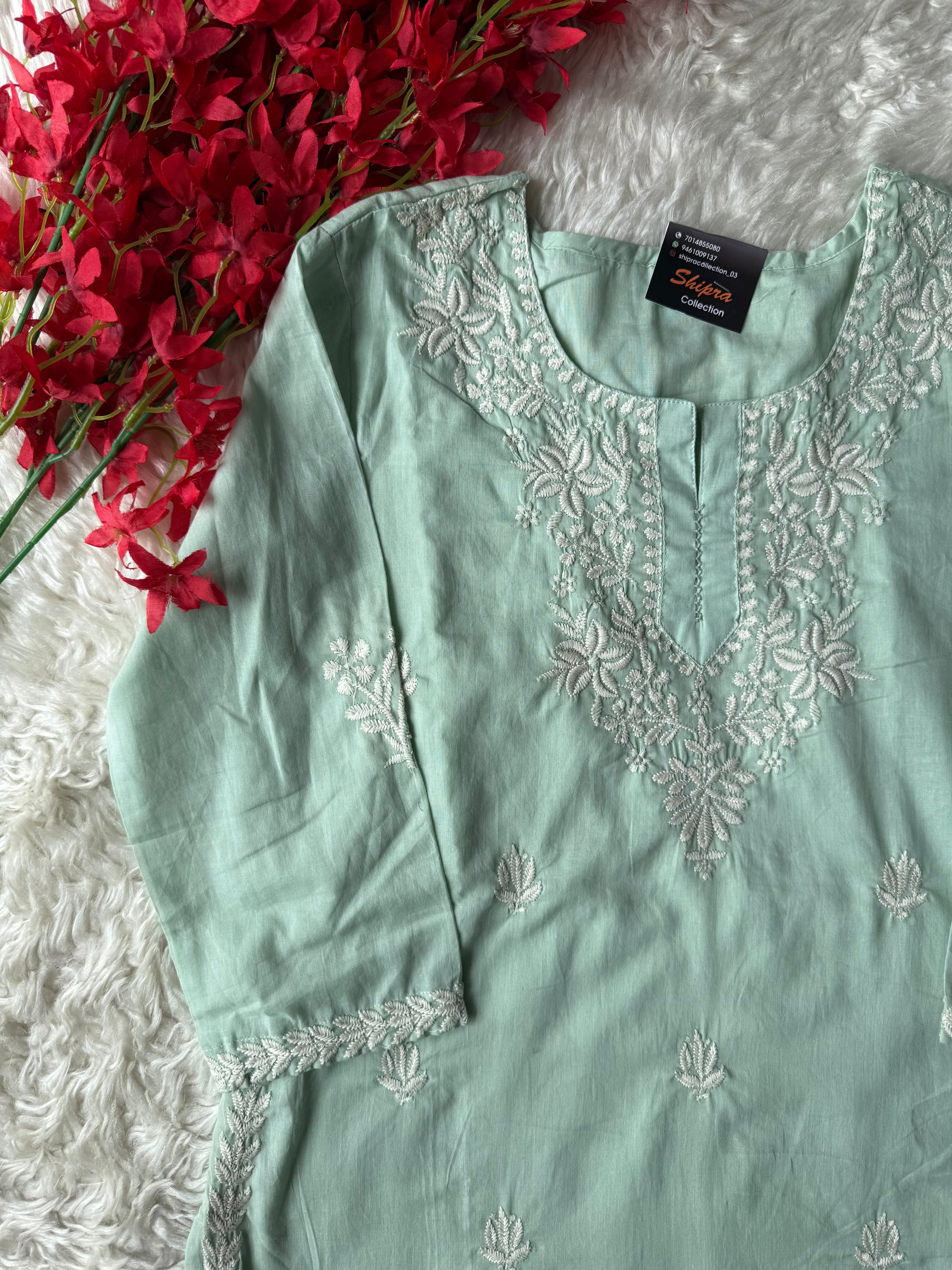 Mul Cotton Short Kurti with Lining