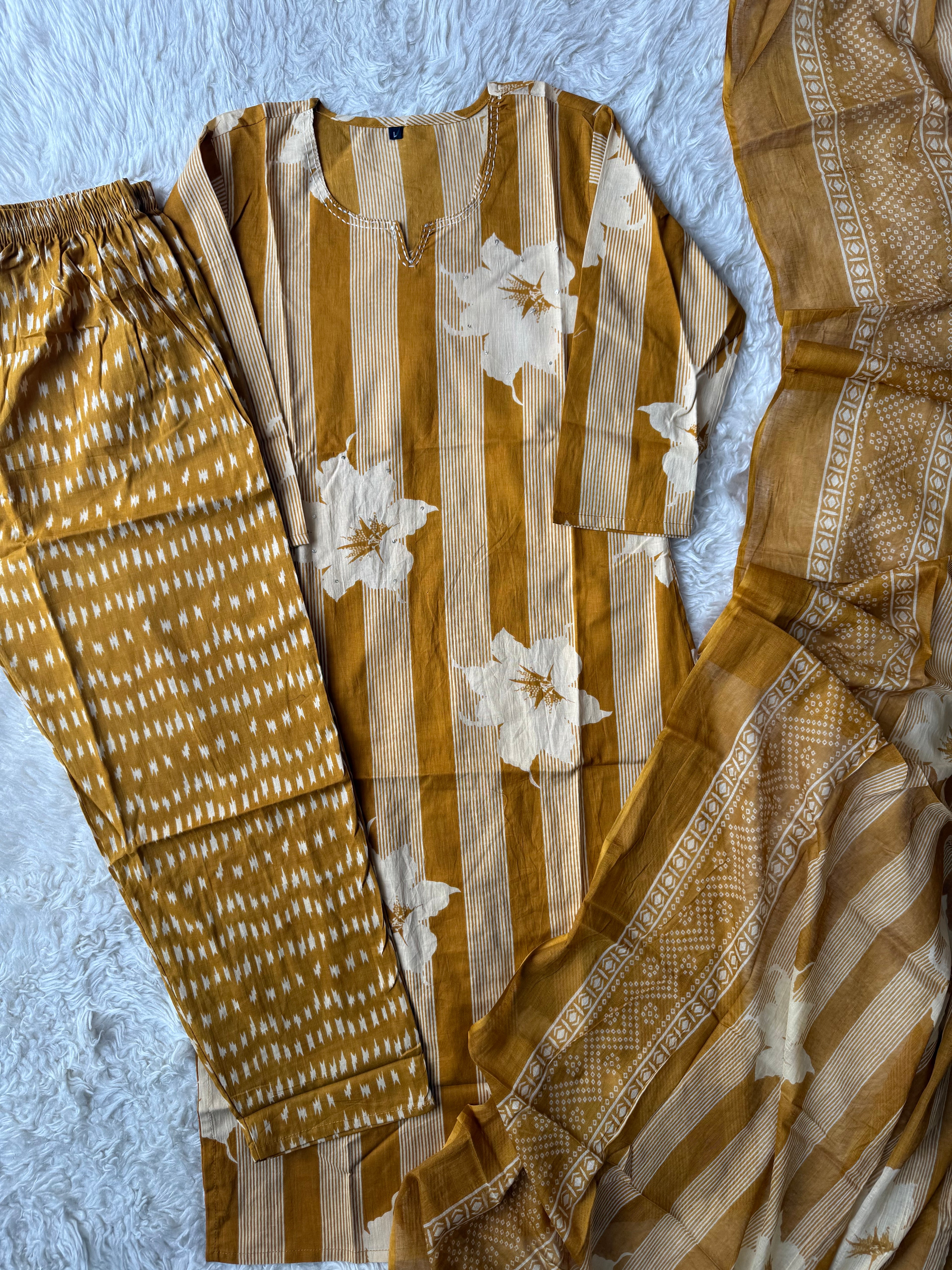 Budget Friendly Kurti Pant Dupatta Set