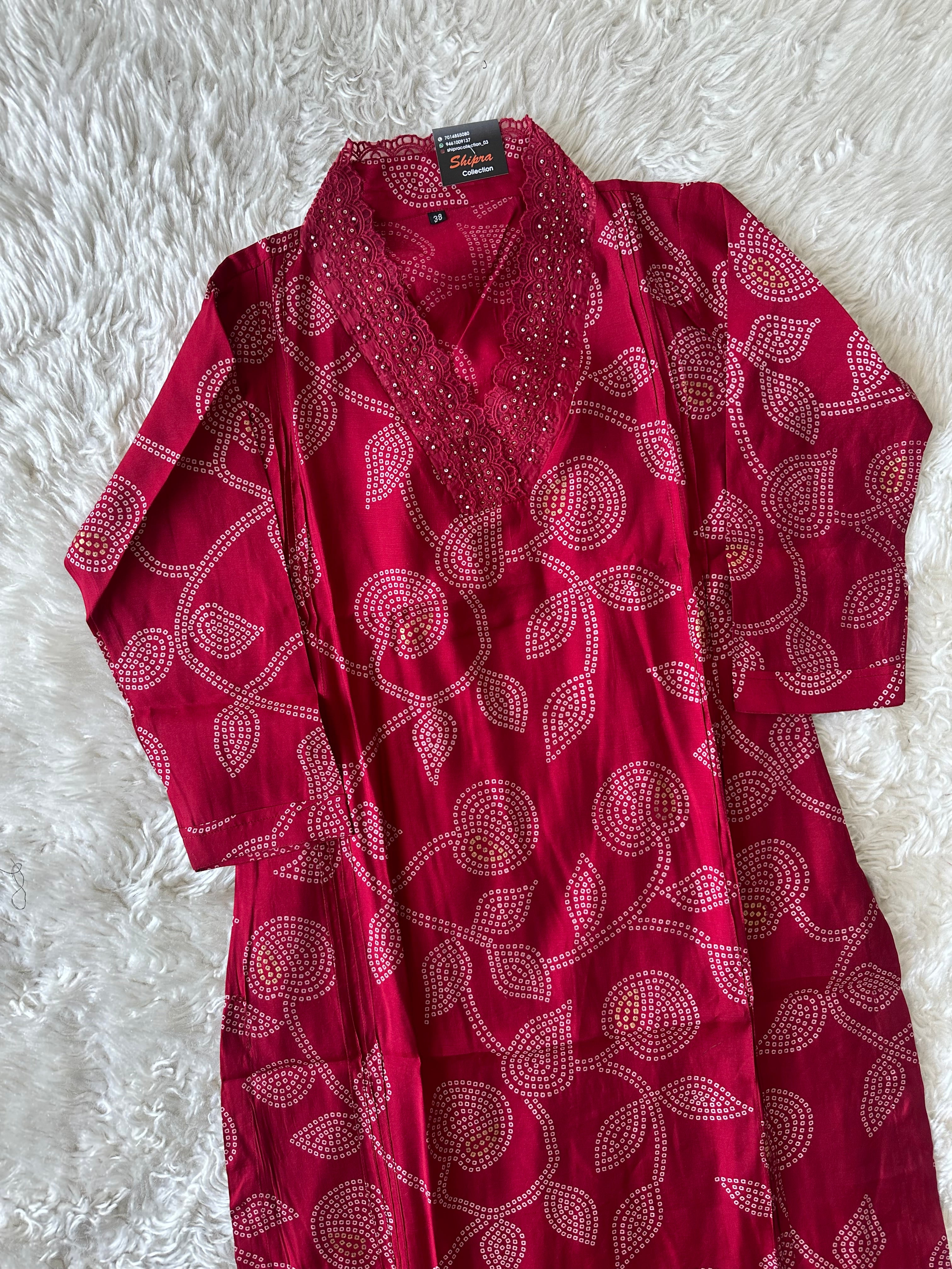 Pure Muslin Silk Kurti Pant Set