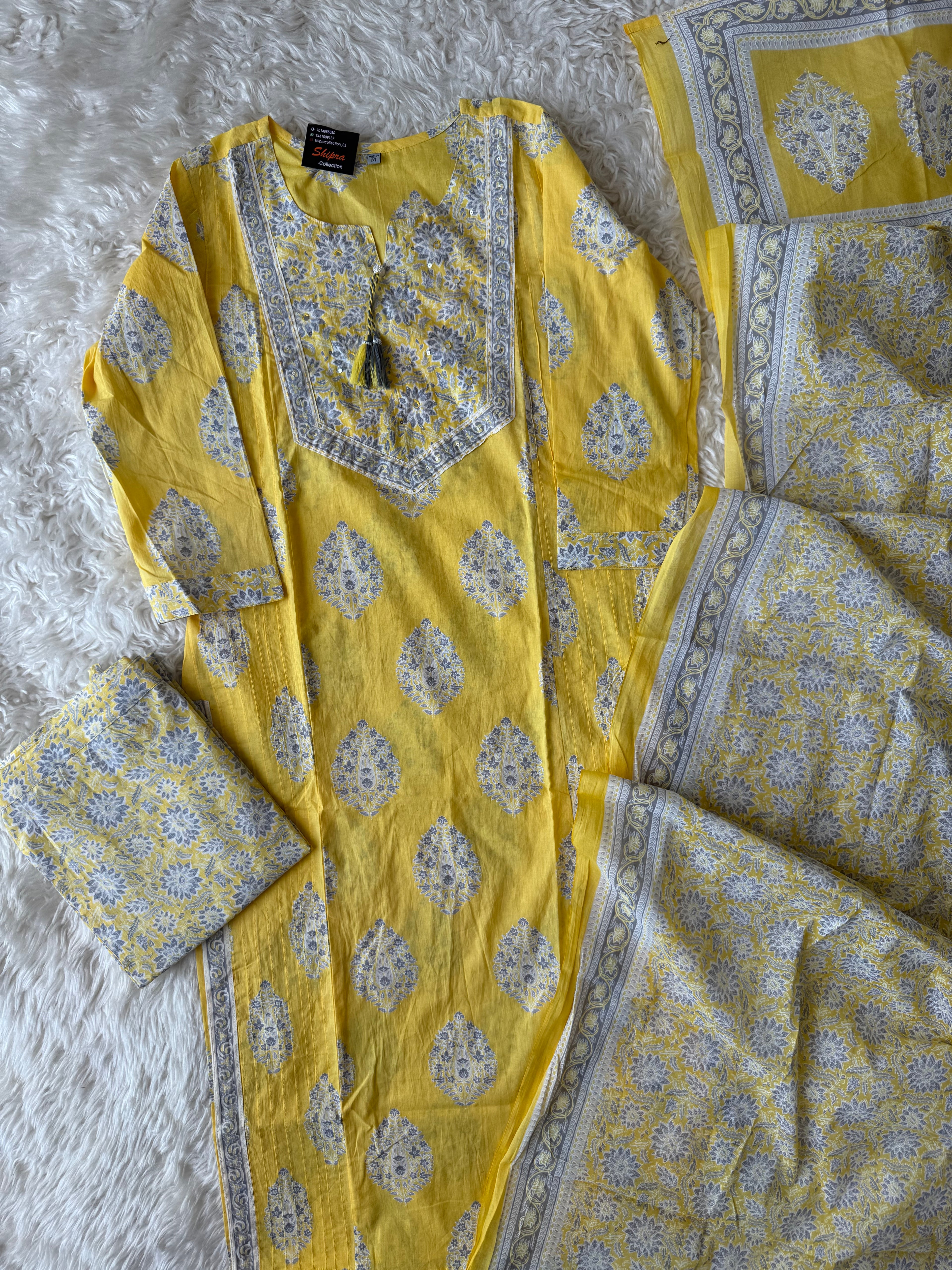 Premium Cotton Kurti Pant Dupatta Set