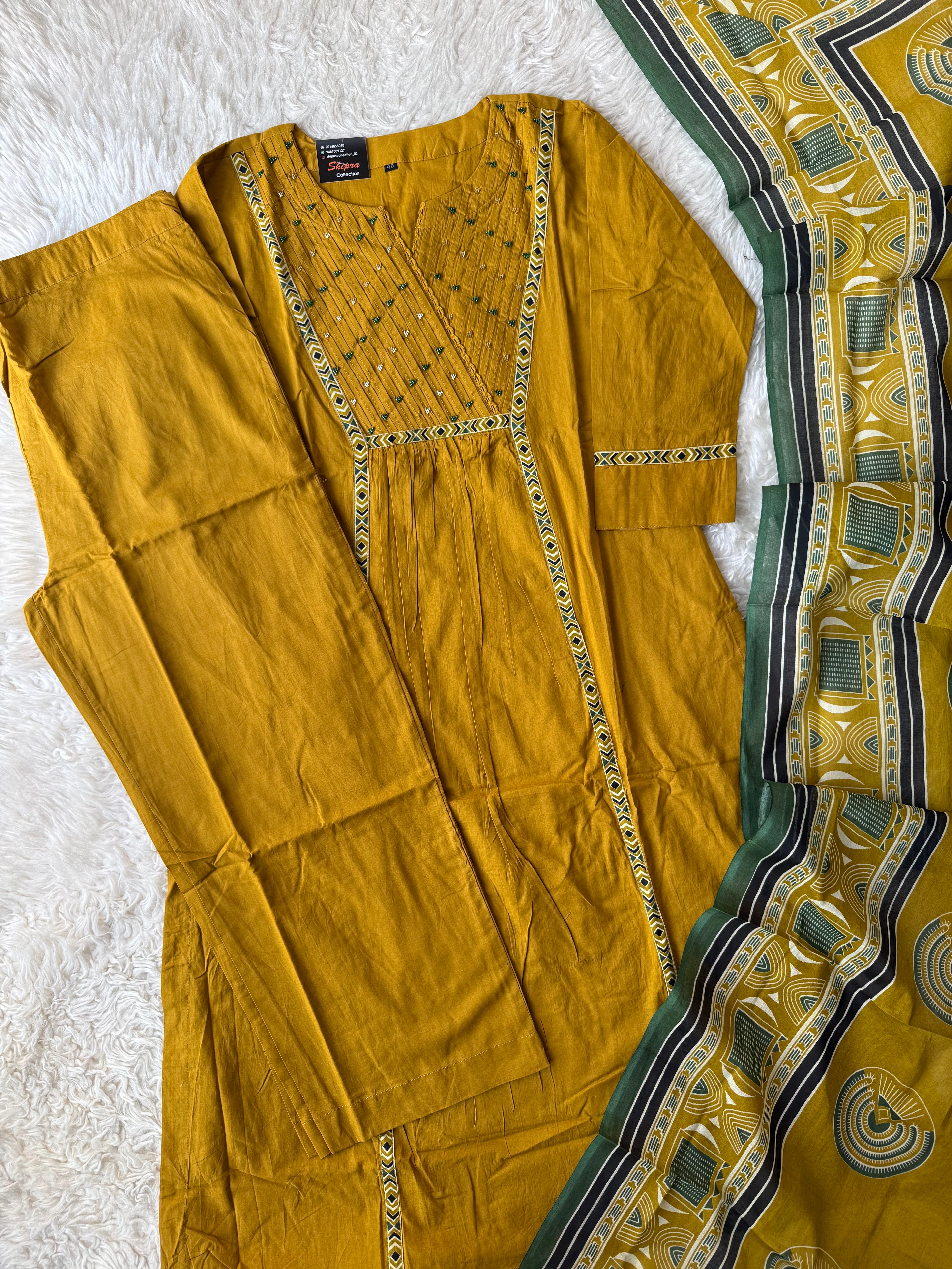 Premium Cotton Kurti Pant Dupatta Set