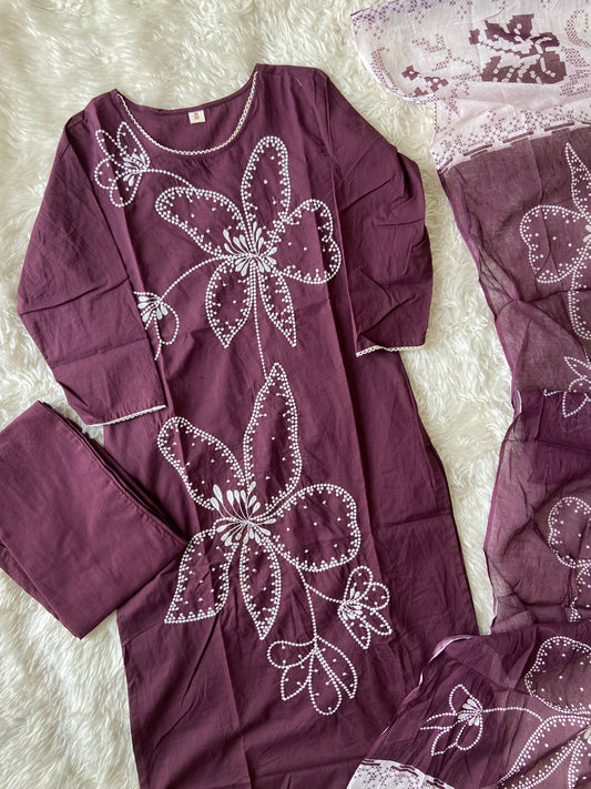 Hit selling 🛍️ Pure Cotton Kurti Pant Dupatta Set