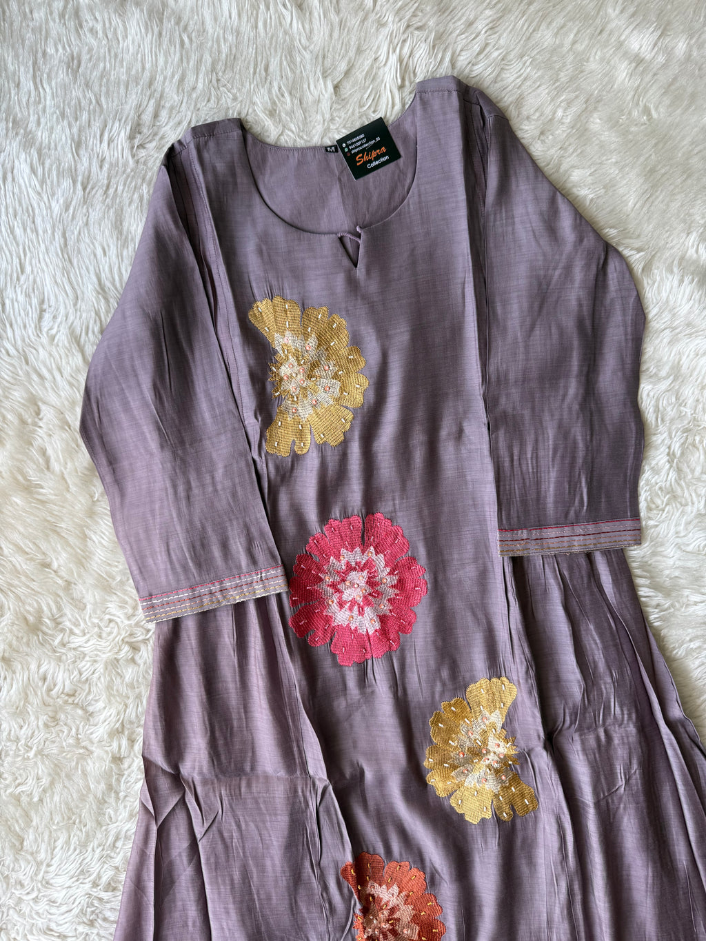 Mul Chanderi Kurti Pant Dupatta Set