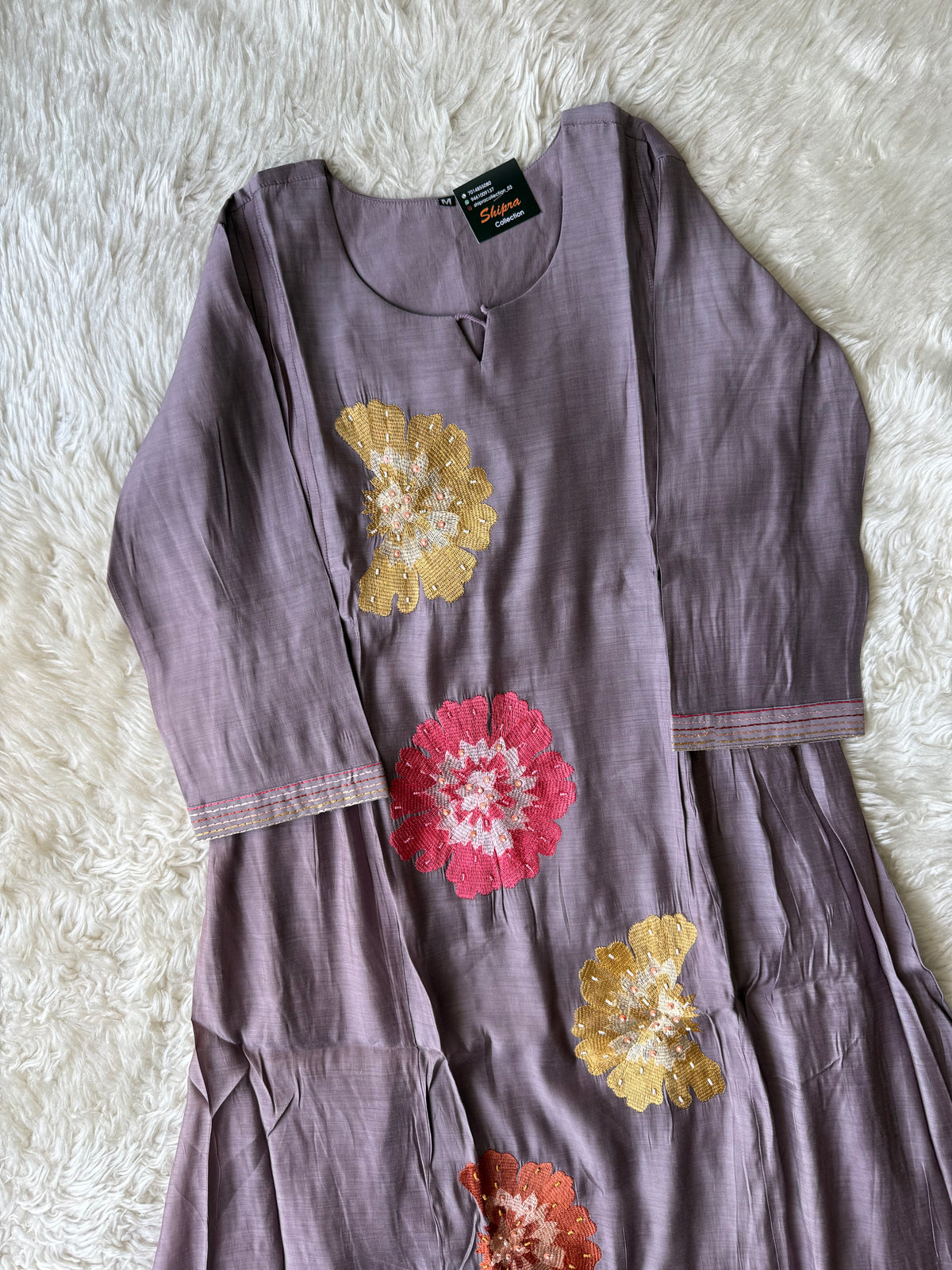 Mul Chanderi Kurti Pant Dupatta Set