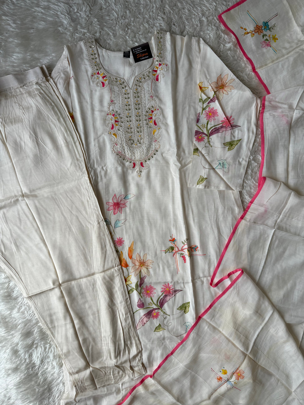 “Plus Size” Russian Silk Kurti Pant Dupatta Set