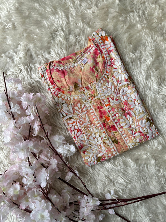 Mul Cotton Chikankari kurti