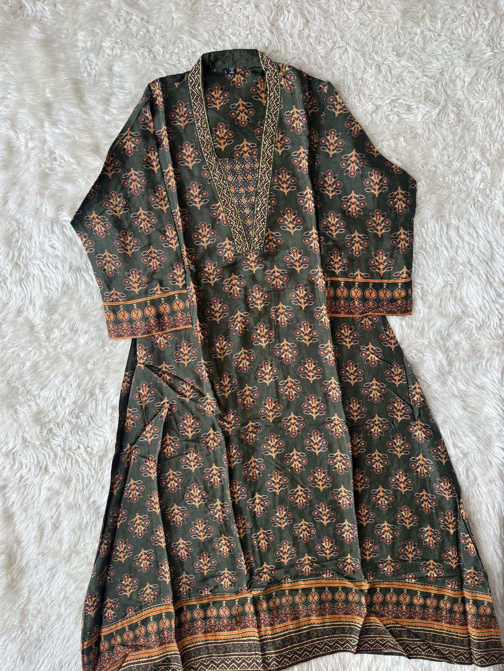 Crepe Silk Kurti Afghani Pant Dupatta Set