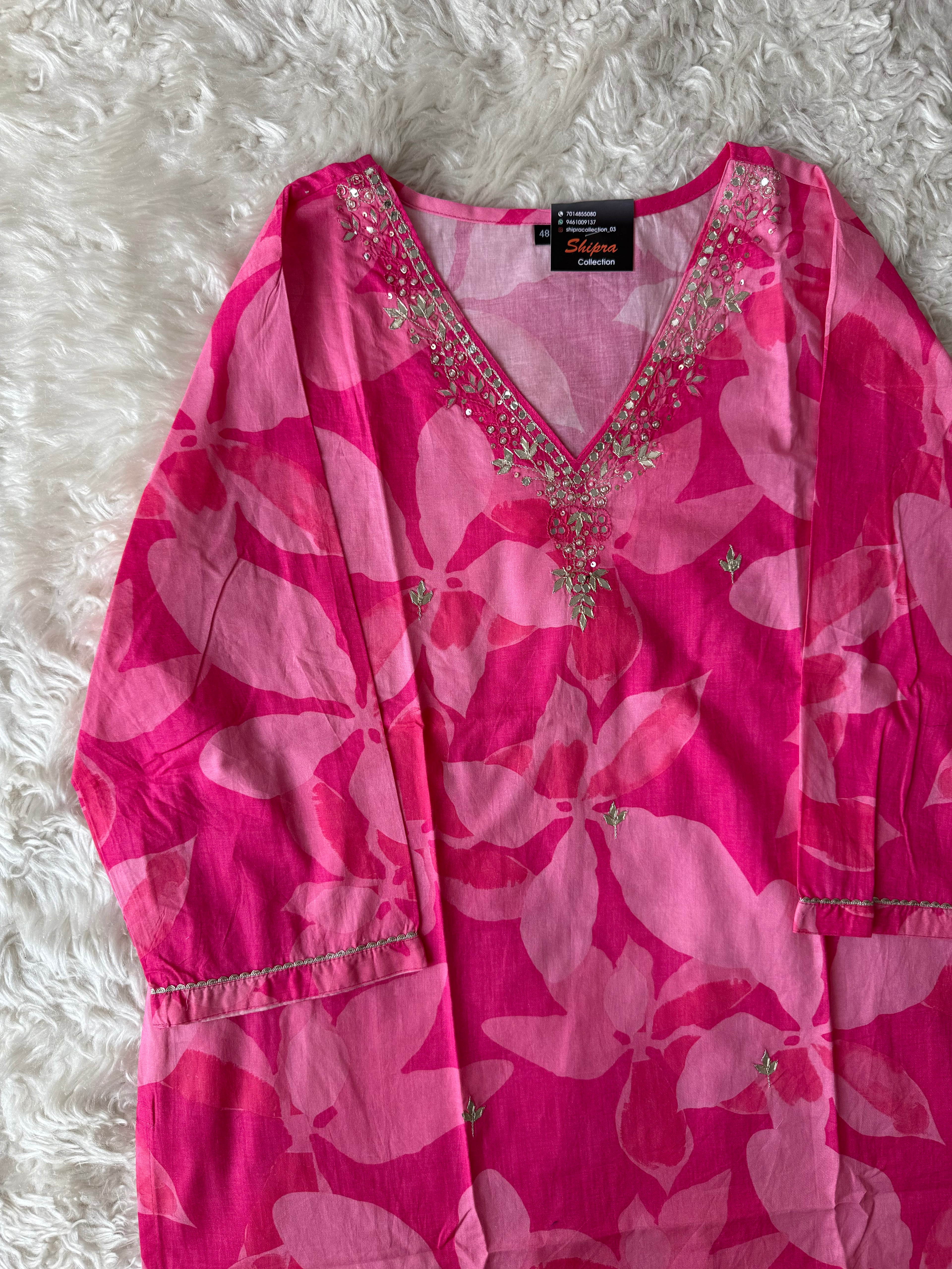 Mul Cotton Kurti Pant Dupatta Set