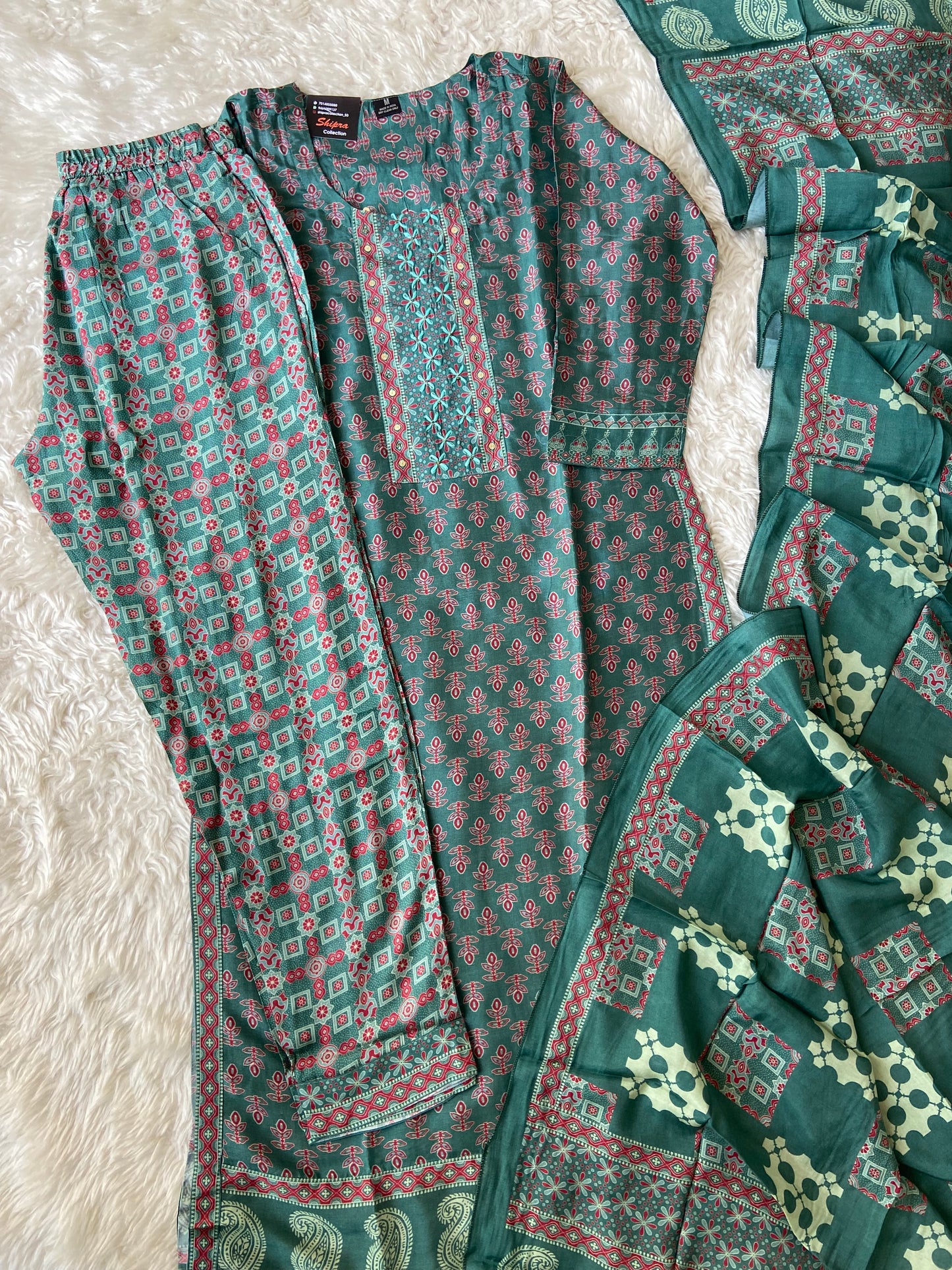 Crepe Silk Kurti Pant Dupatta Set