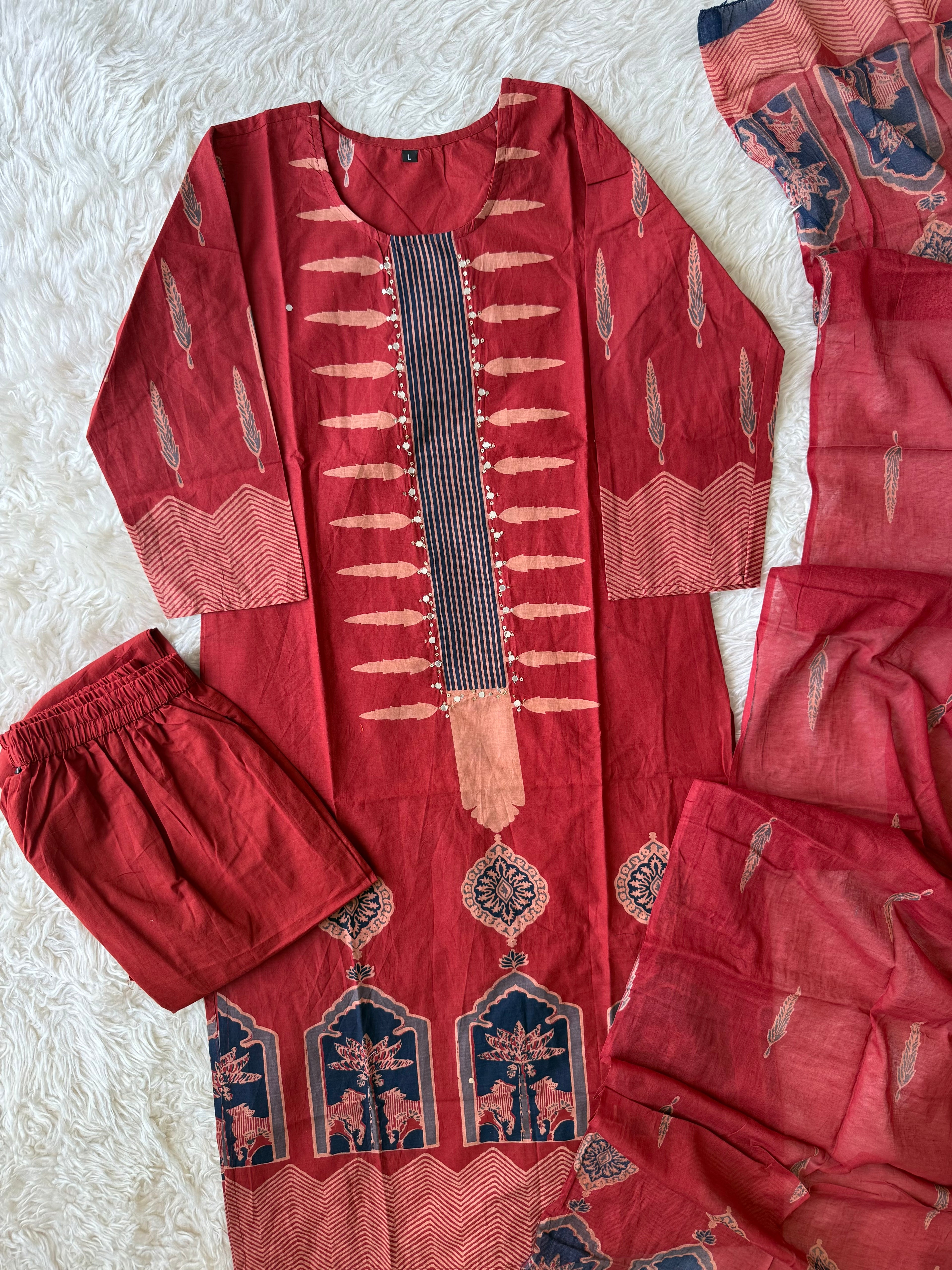 Budget Friendly Kurti Pant Dupatta Set