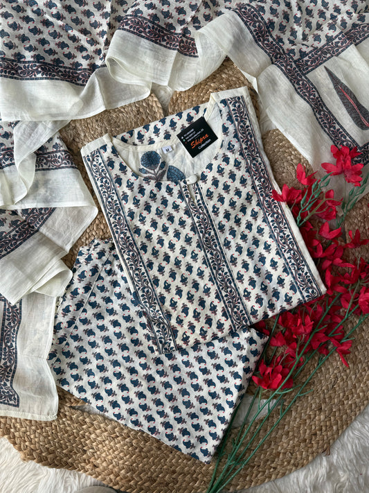 Premium Cotton Kurti Pant Dupatta Set