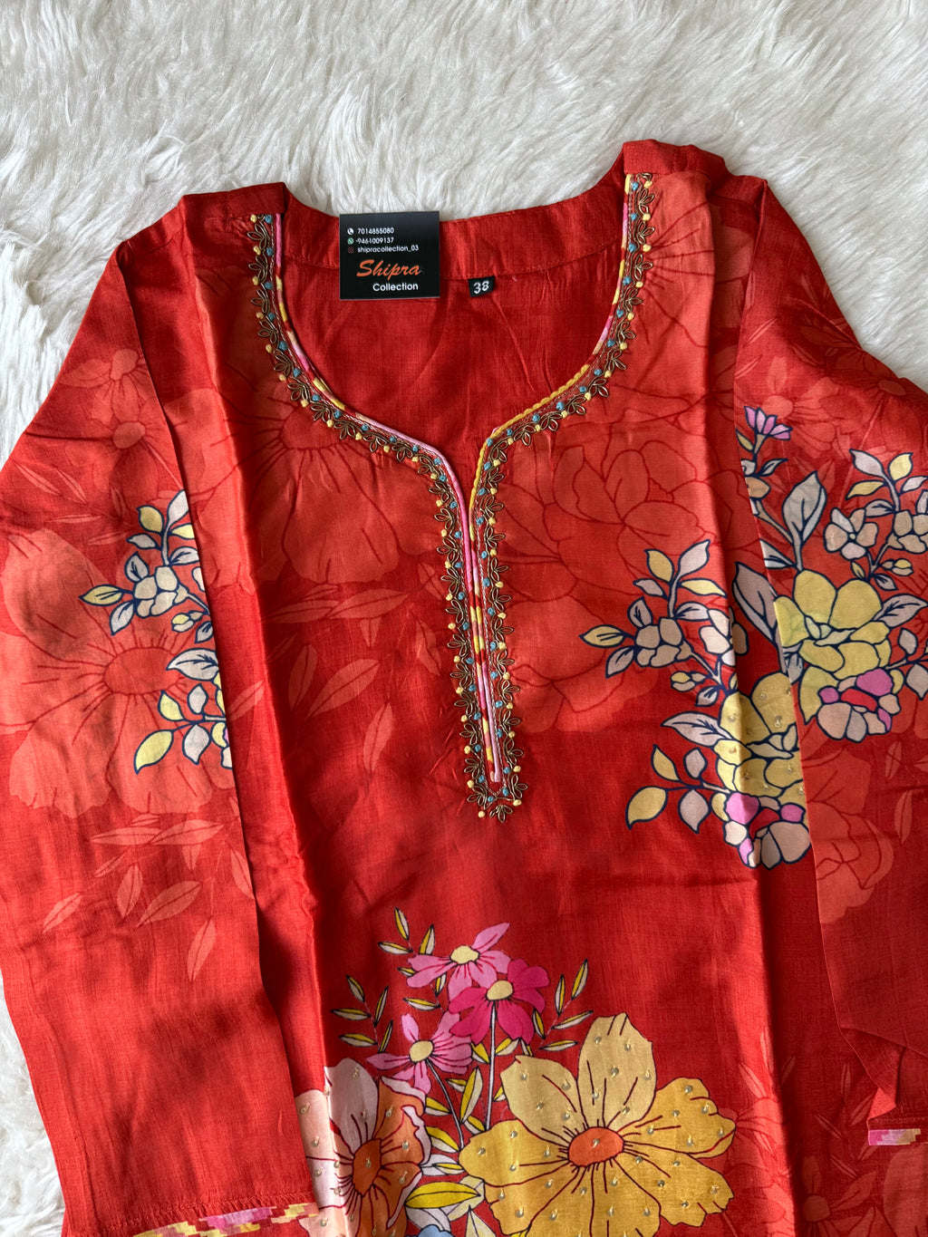 Russian Silk Kurti Pant Dupatta Set