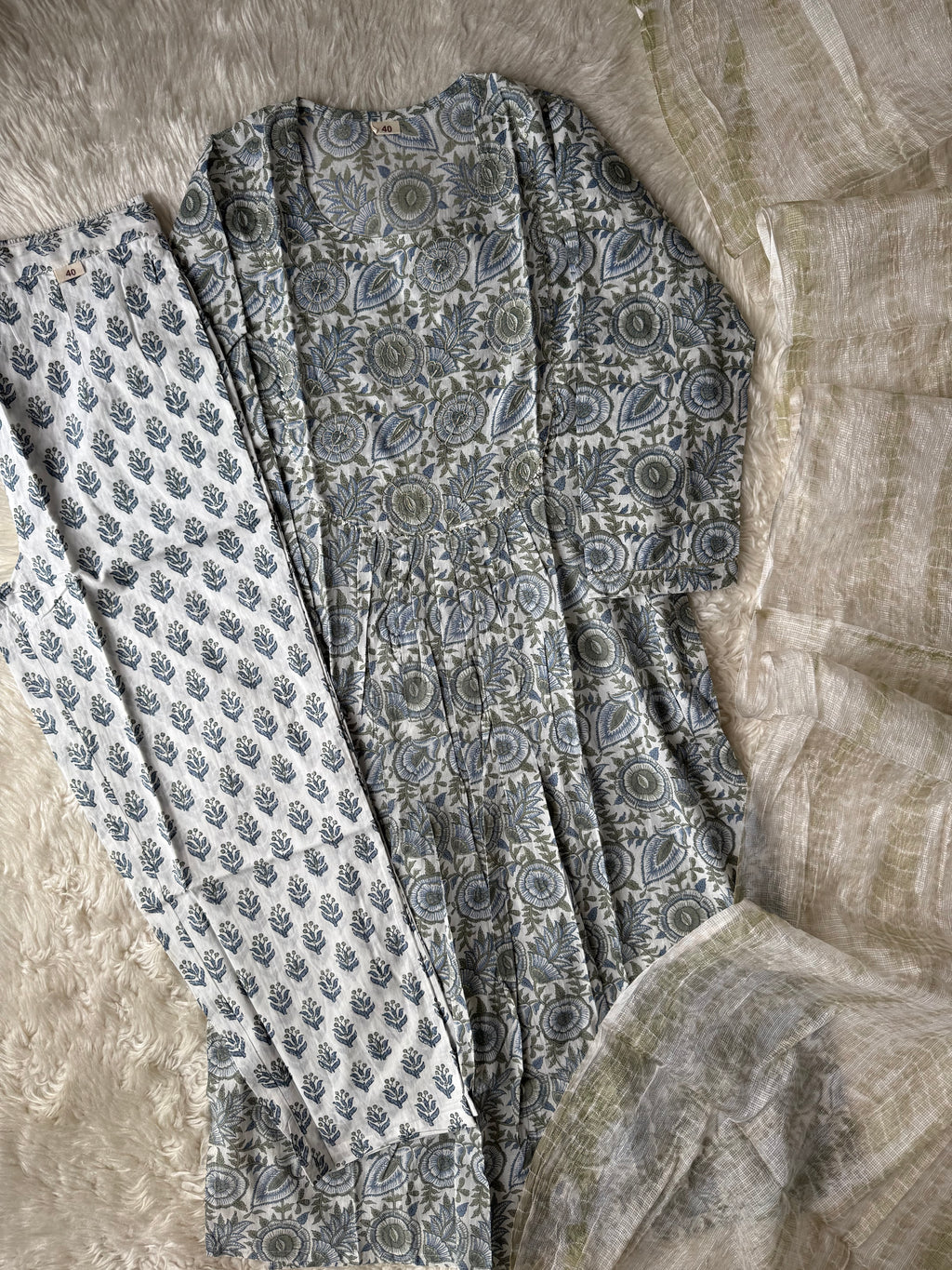 Pure Cotton Kurti Pant Dupatta Set