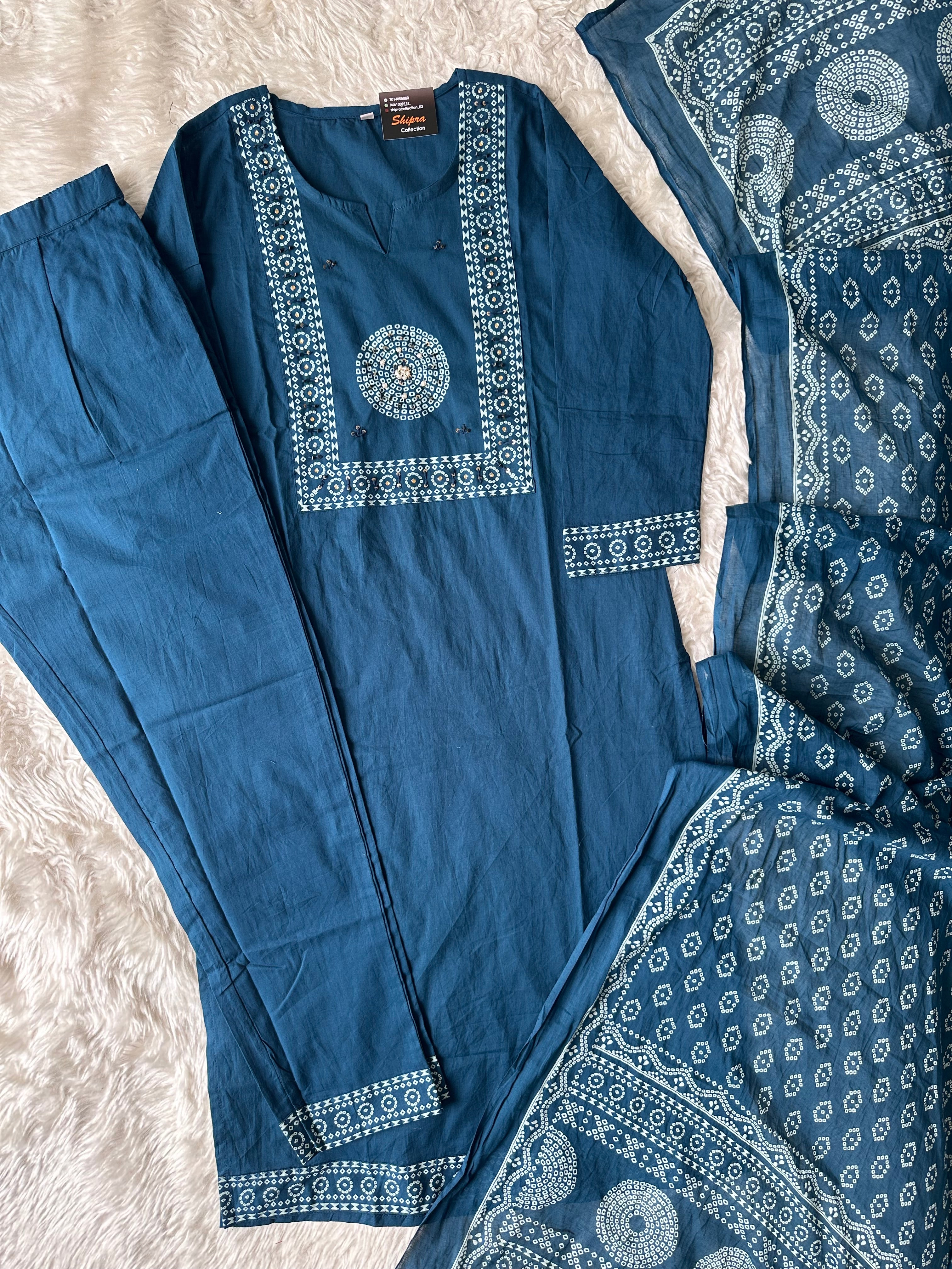 Premium Cotton Kurti Pant Dupatta Set