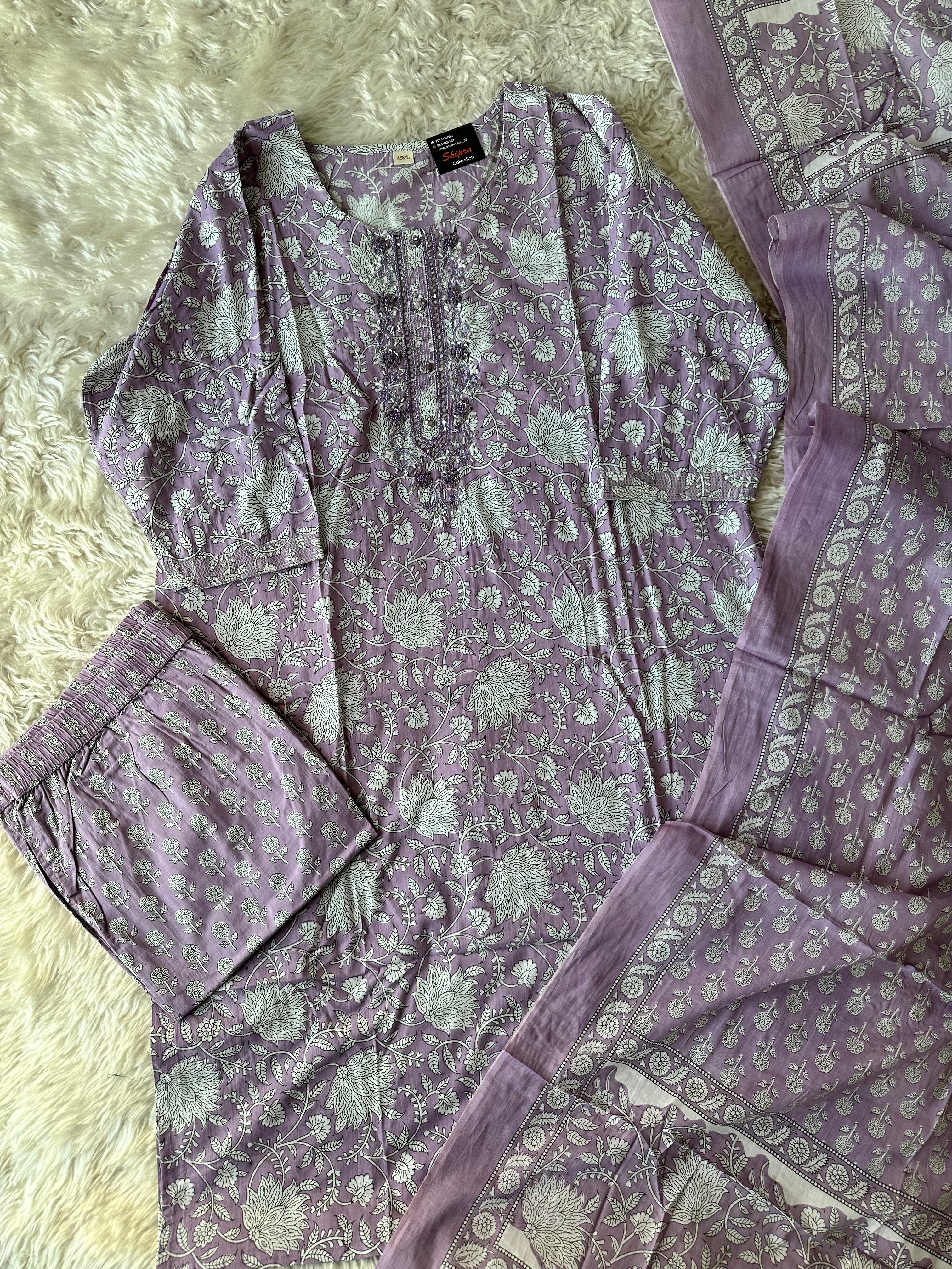 Premium Cotton Kurti Pant Dupatta Set