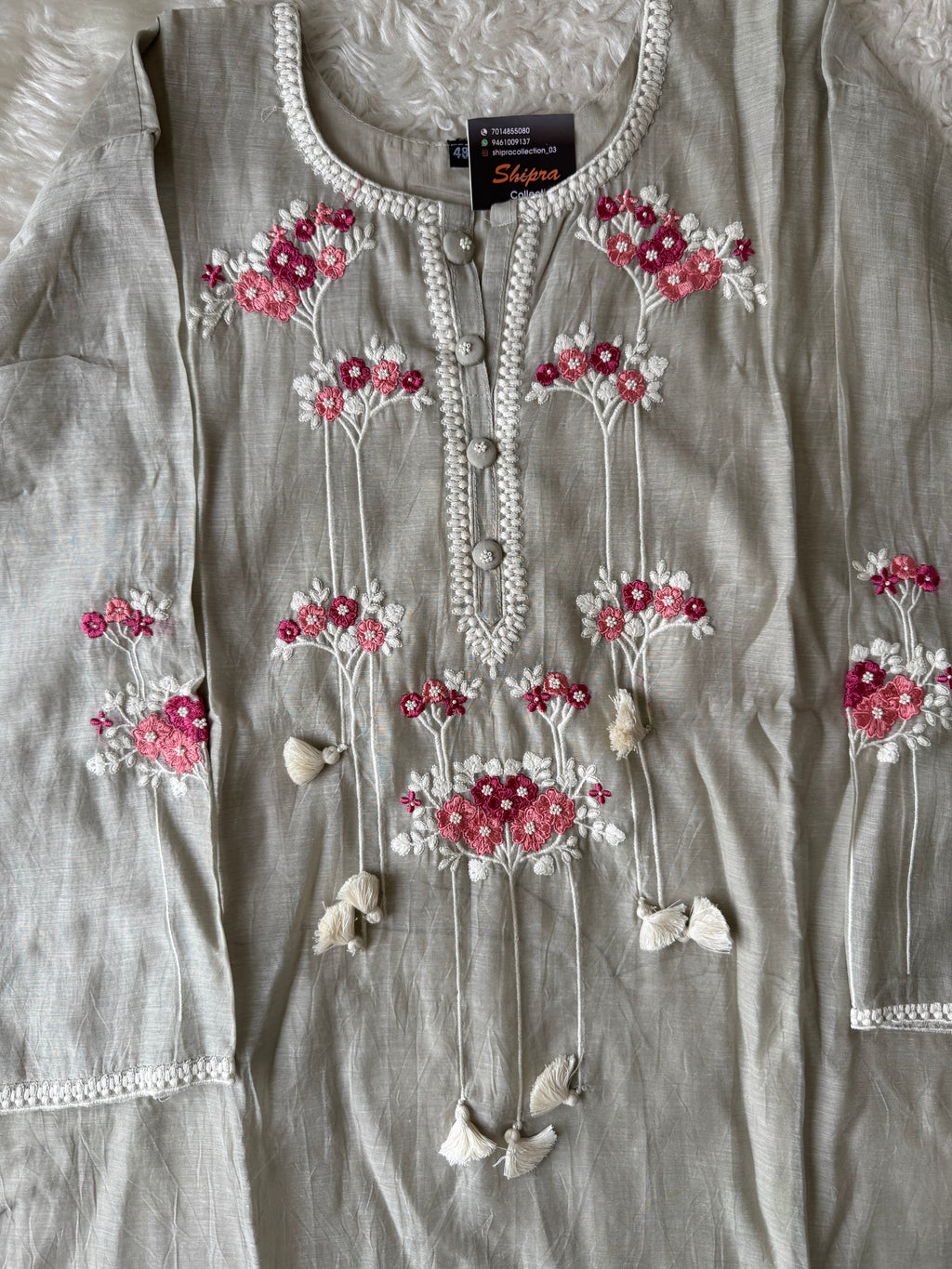 “Plus Size” Mul Chanderi Kurti Pant Dupatta Set