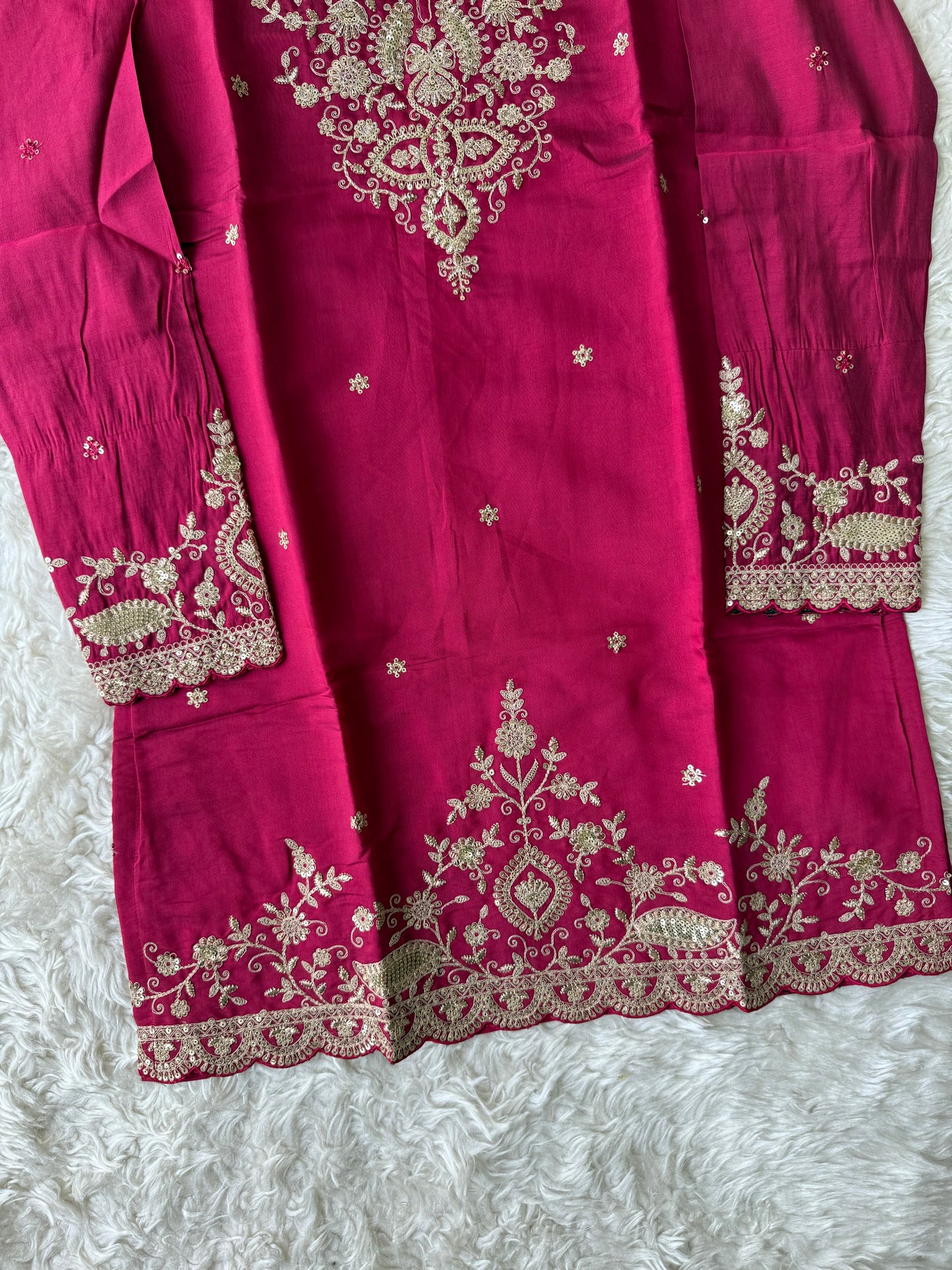Muslin Silk Kurti Sharara Dupatta Set