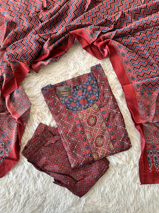 Crepe Silk Kurti Pant Dupatta Set