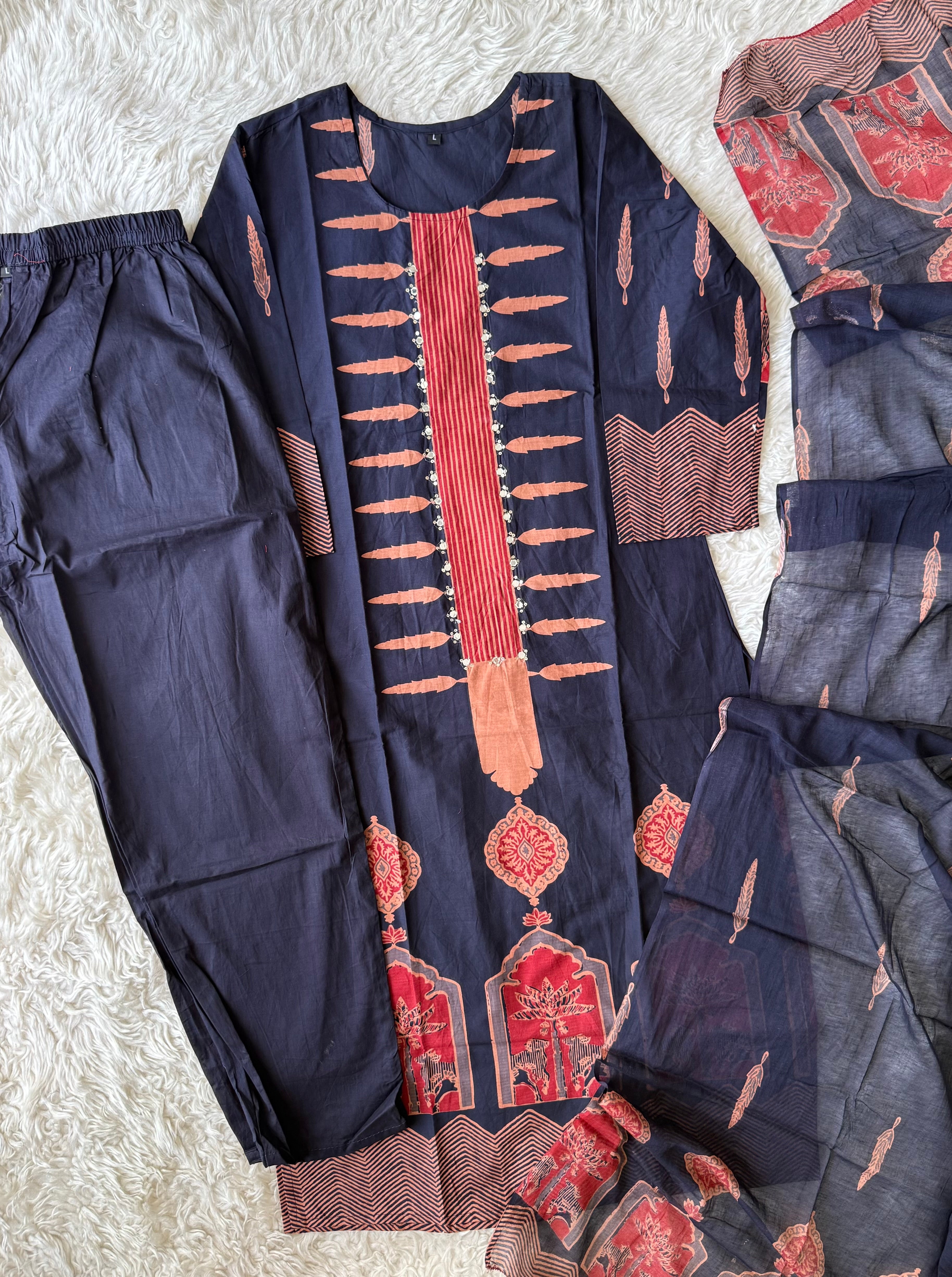 Budget Friendly Kurti Pant Dupatta Set