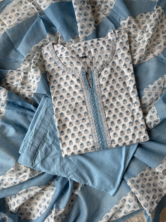 Premium Cotton Kurti Pant Dupatta Set