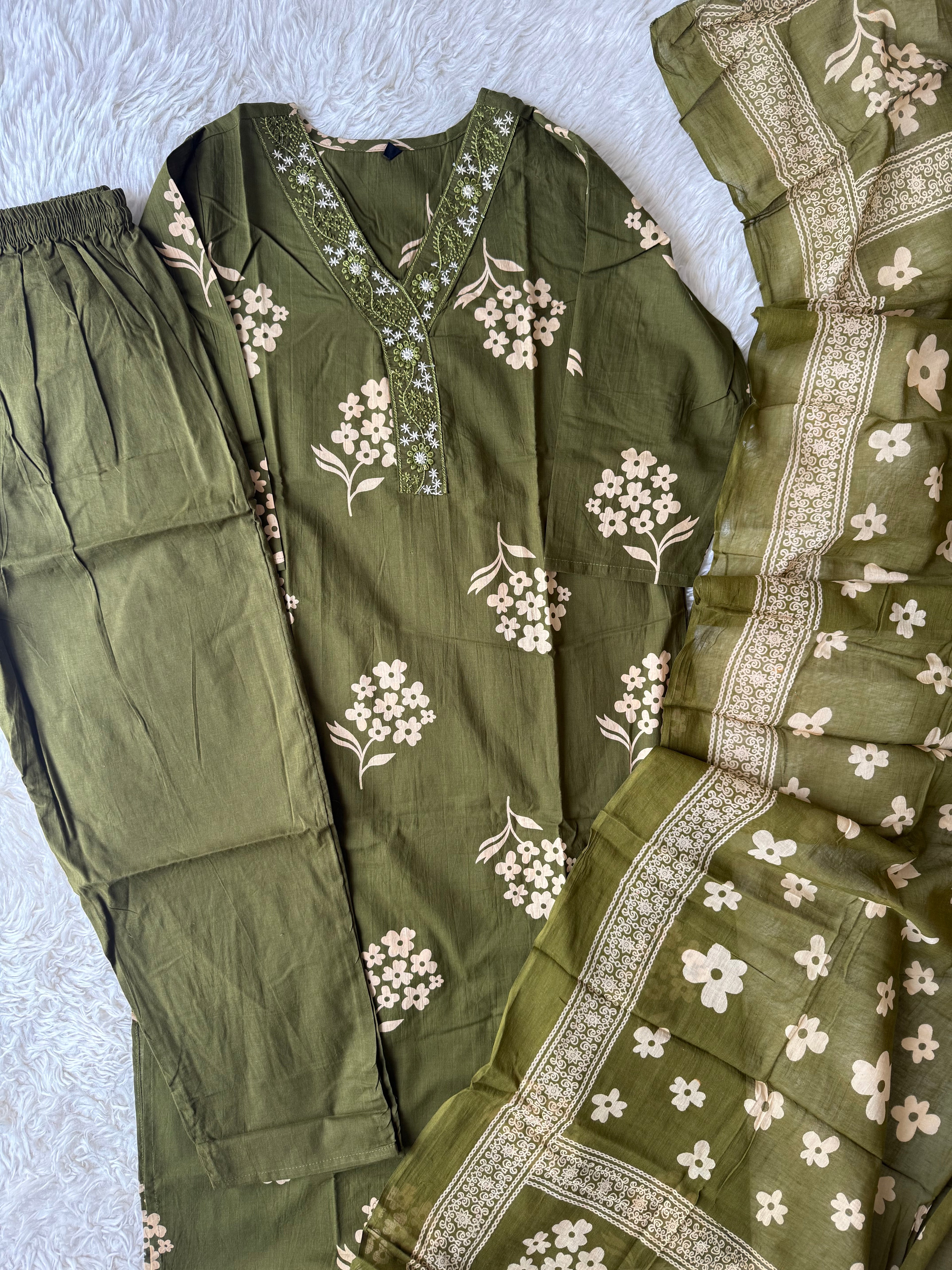 Budget Friendly Kurti Pant Dupatta Set