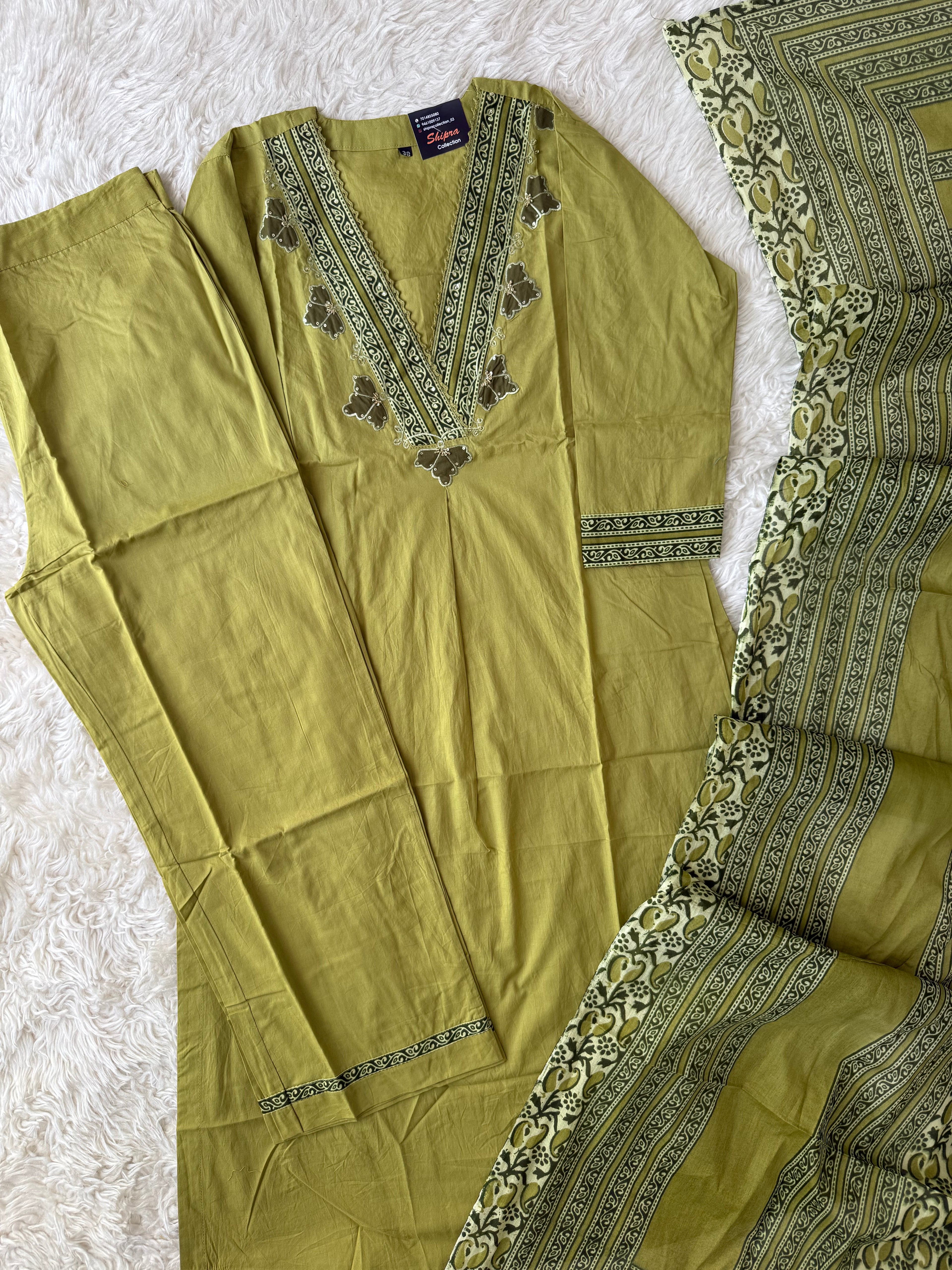 Premium Cotton Kurti Pant Dupatta Set