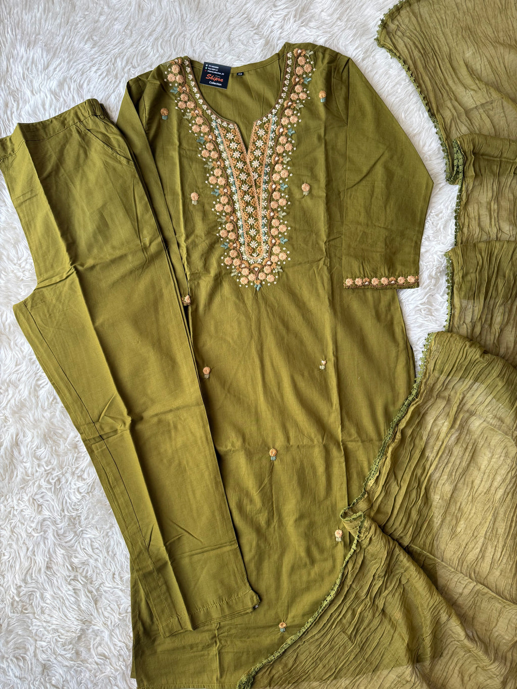 Premium Cotton Kurti Pant Dupatta Set