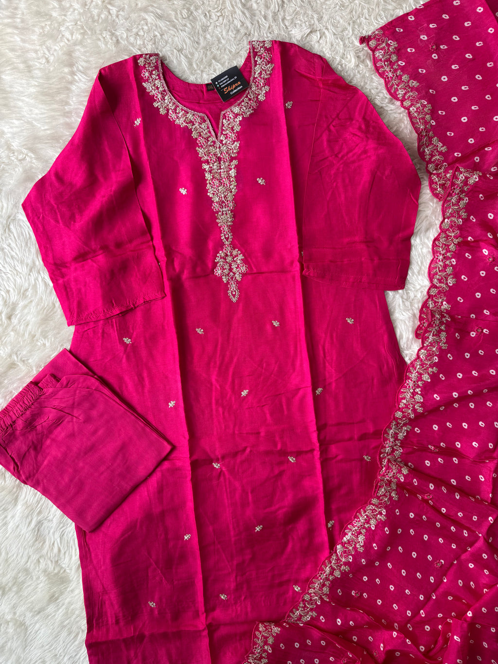 “Plus Size” Russian Silk Kurti Plazo Dupatta Set