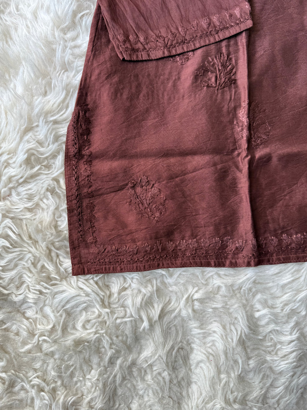 Chanderi Silk Chikankari Short kurti