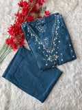 Cotton Thread Work Kurti Pant Set