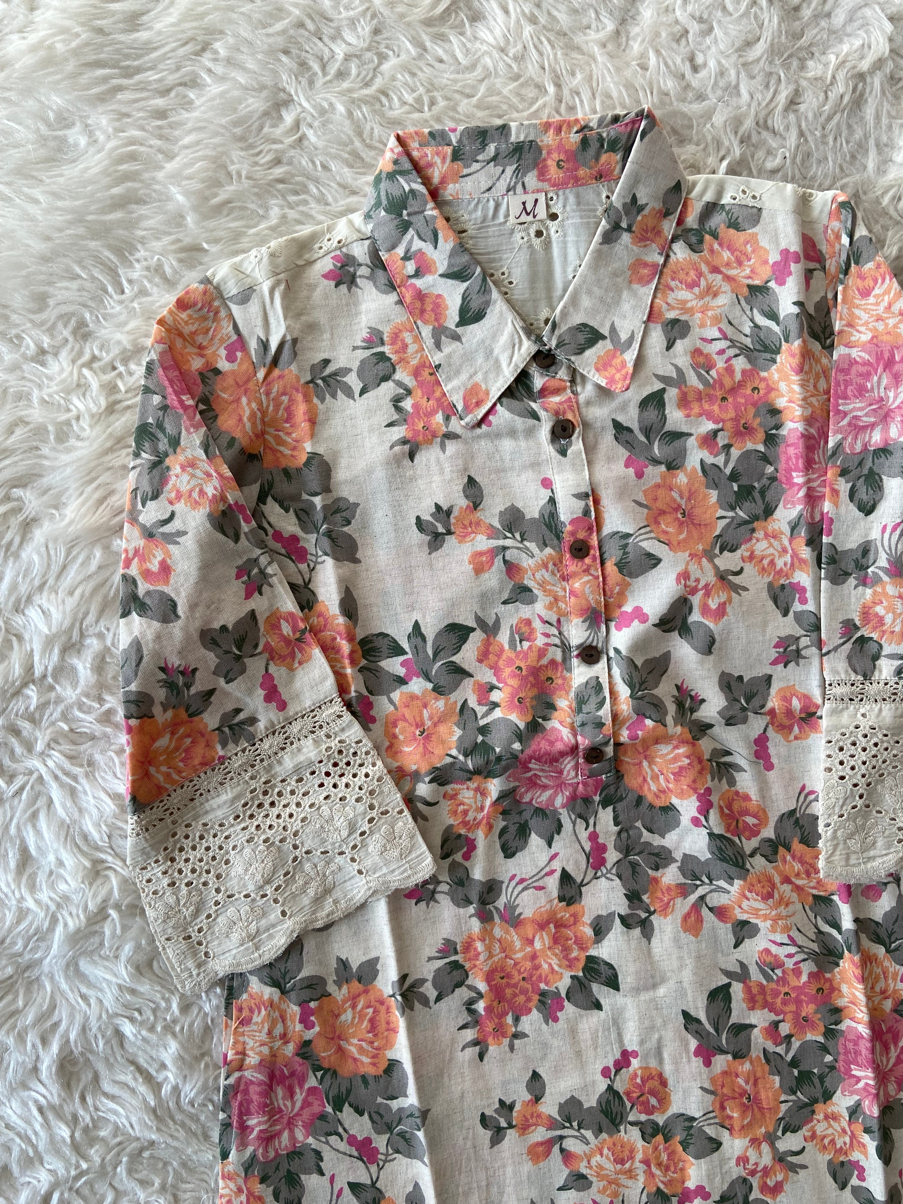 Khadi Cotton kurti with Lace details