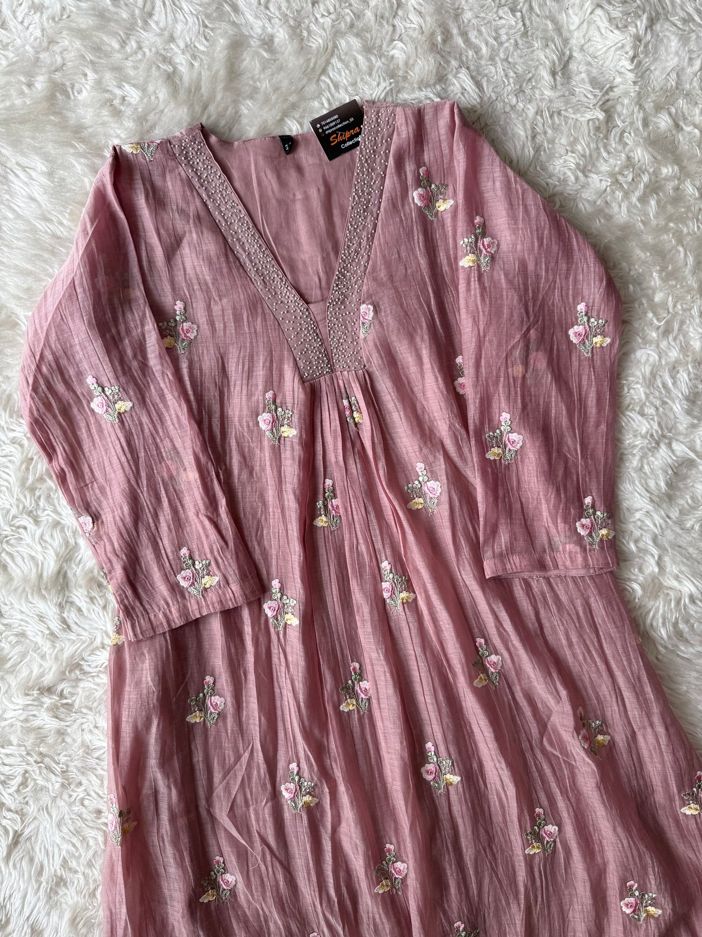 Mul Chanderi Kurti Pant Dupatta Set