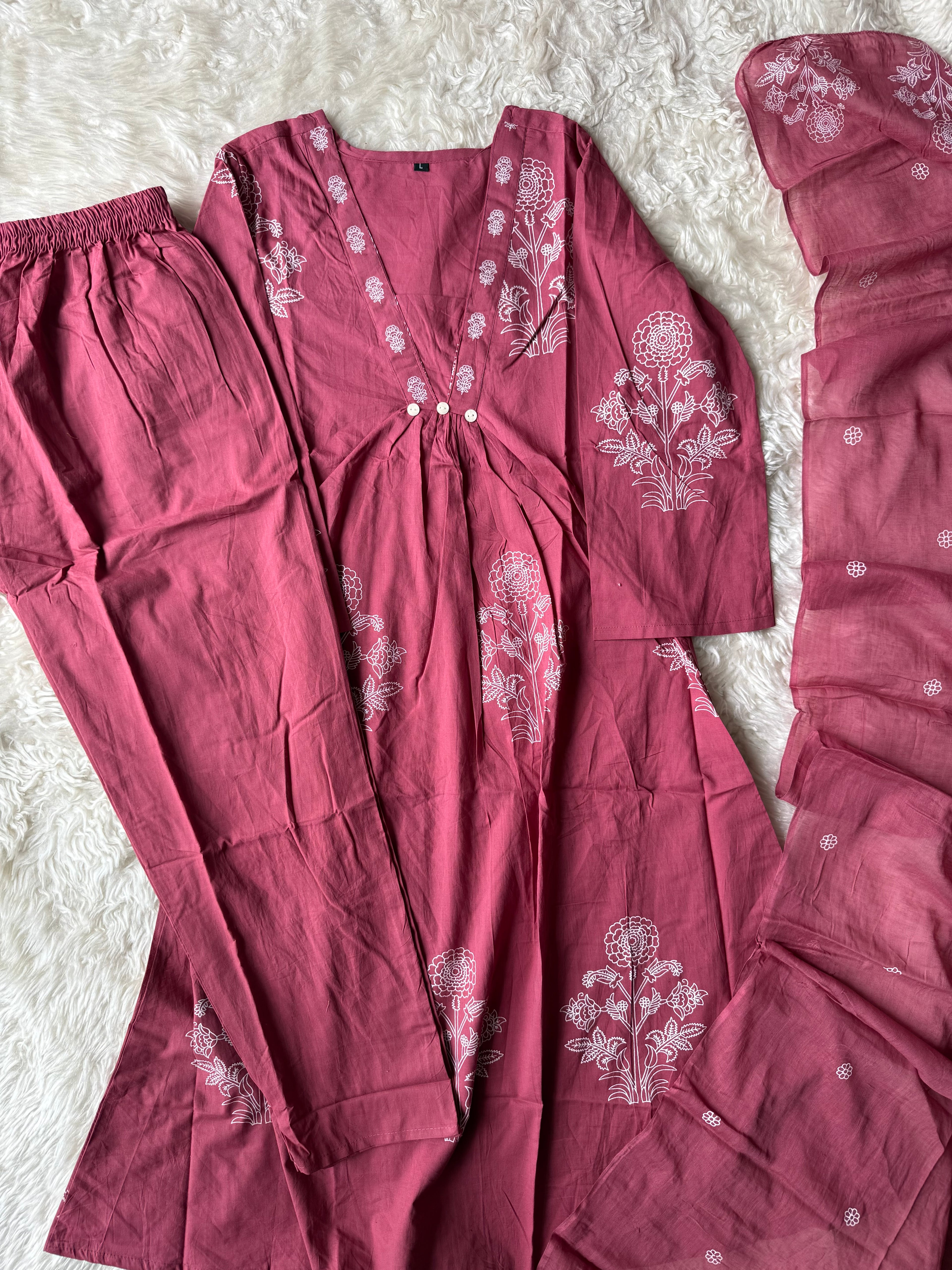 Budget Friendly Kurti Pant Dupatta Set