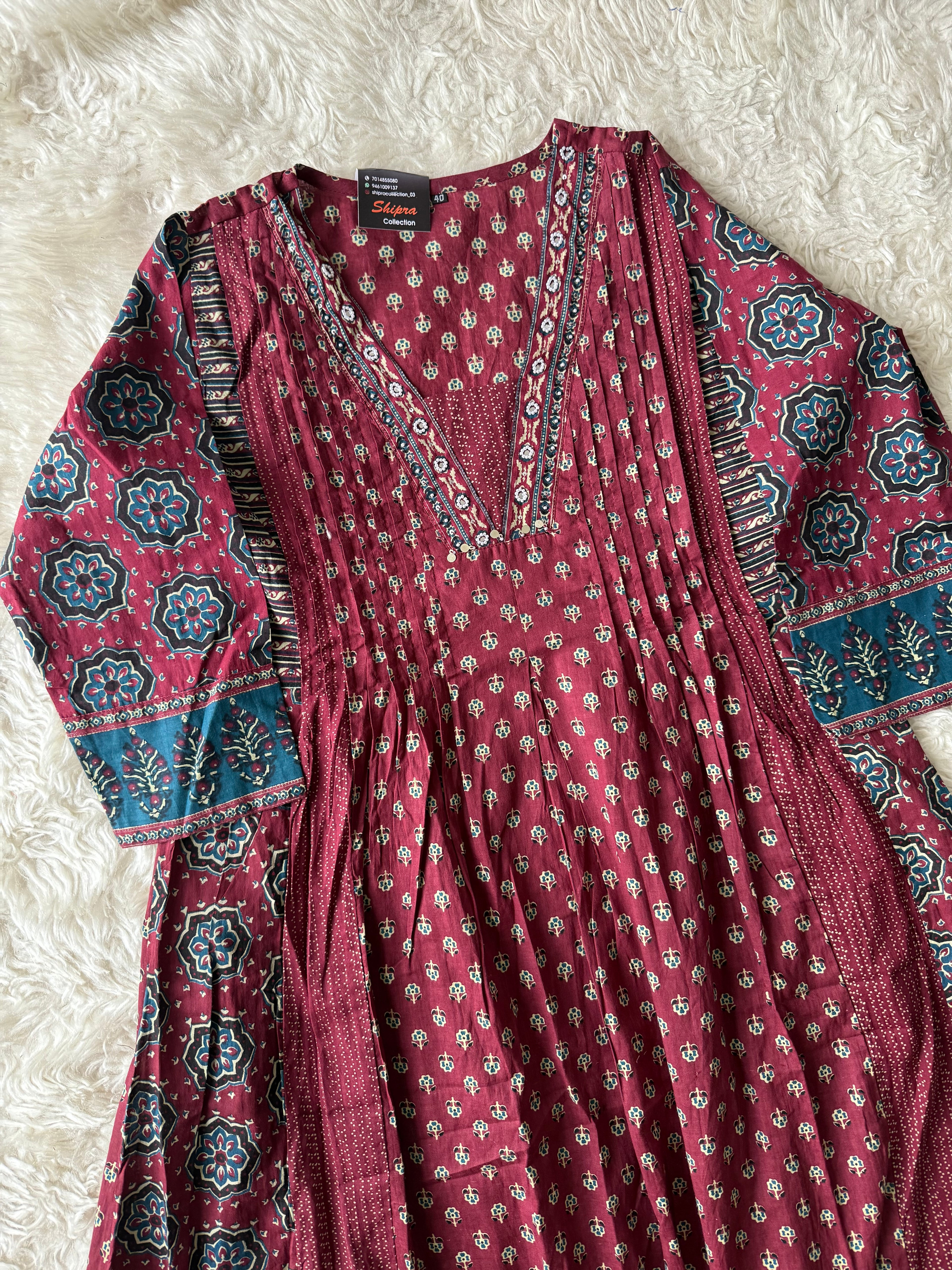 Premium Cotton Kurti plazo Dupatta Set