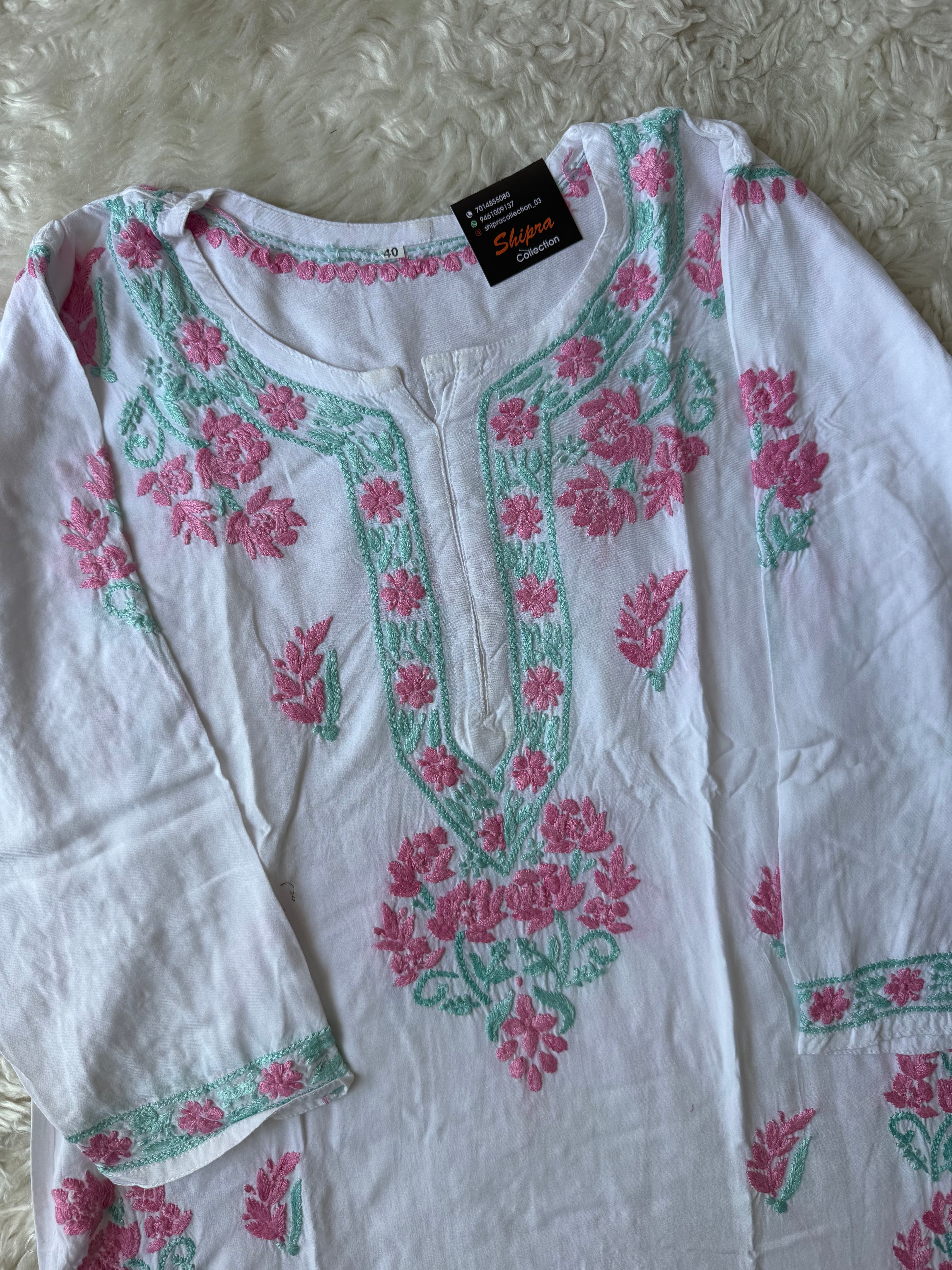 Heavy Rayon Chikankari Kurti Plazo Set