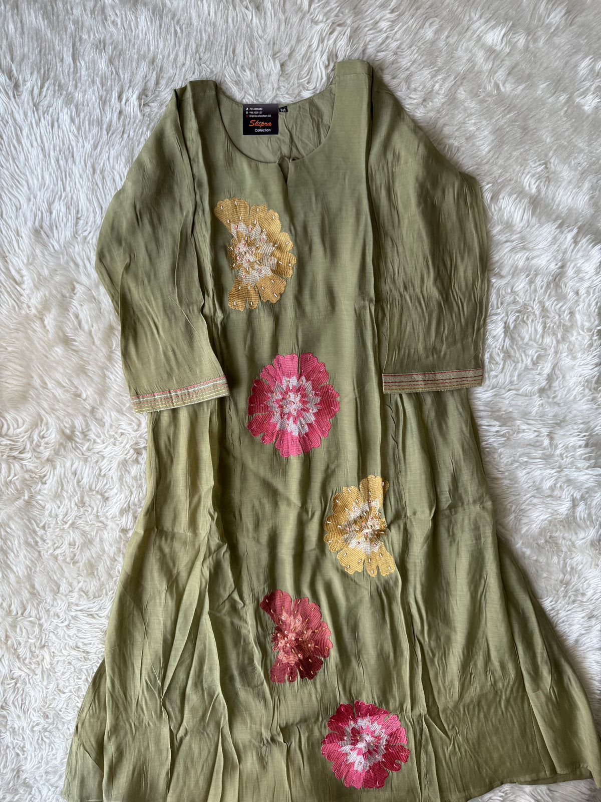 Mul Chanderi Kurti Pant Dupatta Set