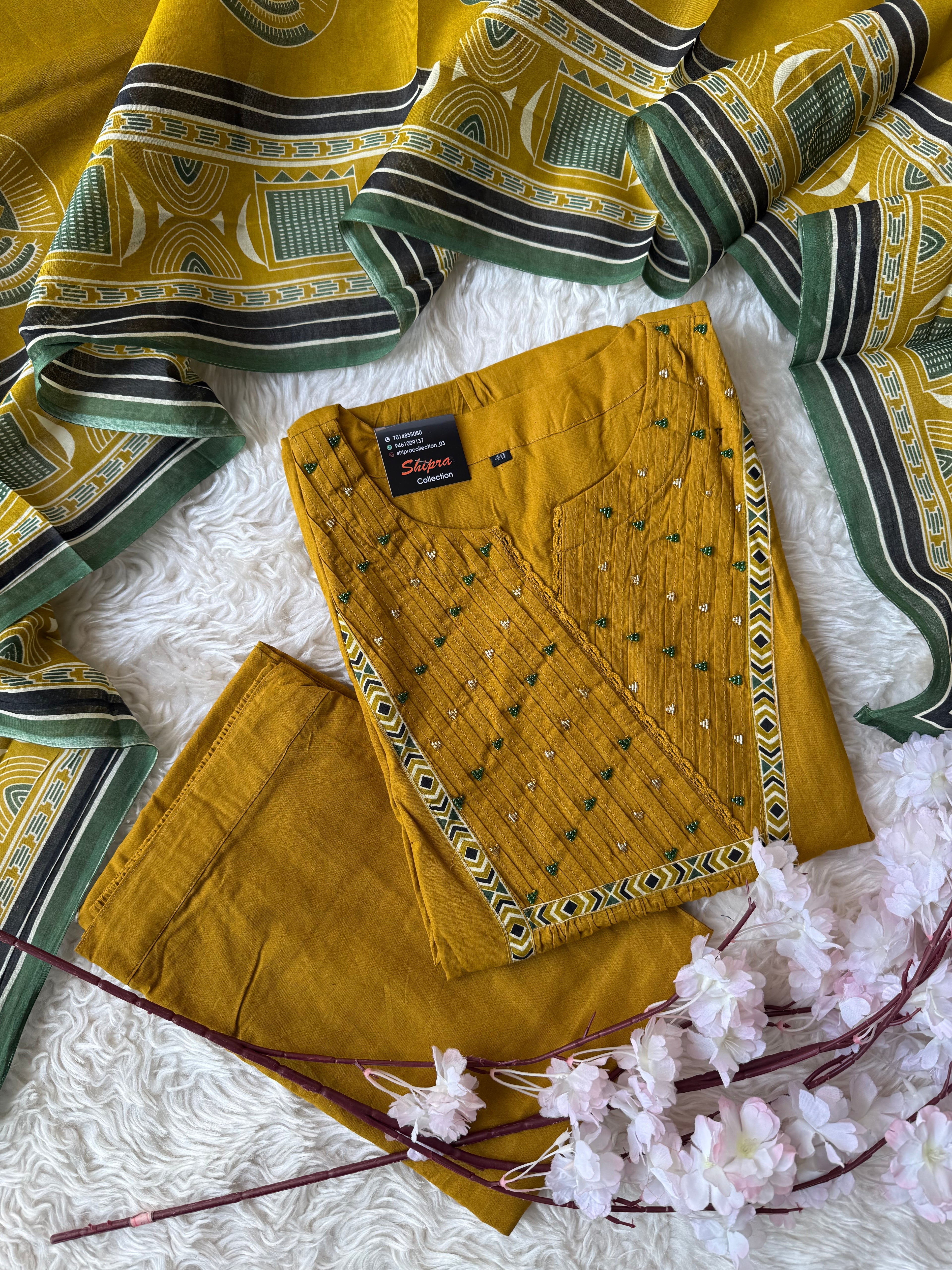 Premium Cotton Kurti Pant Dupatta Set