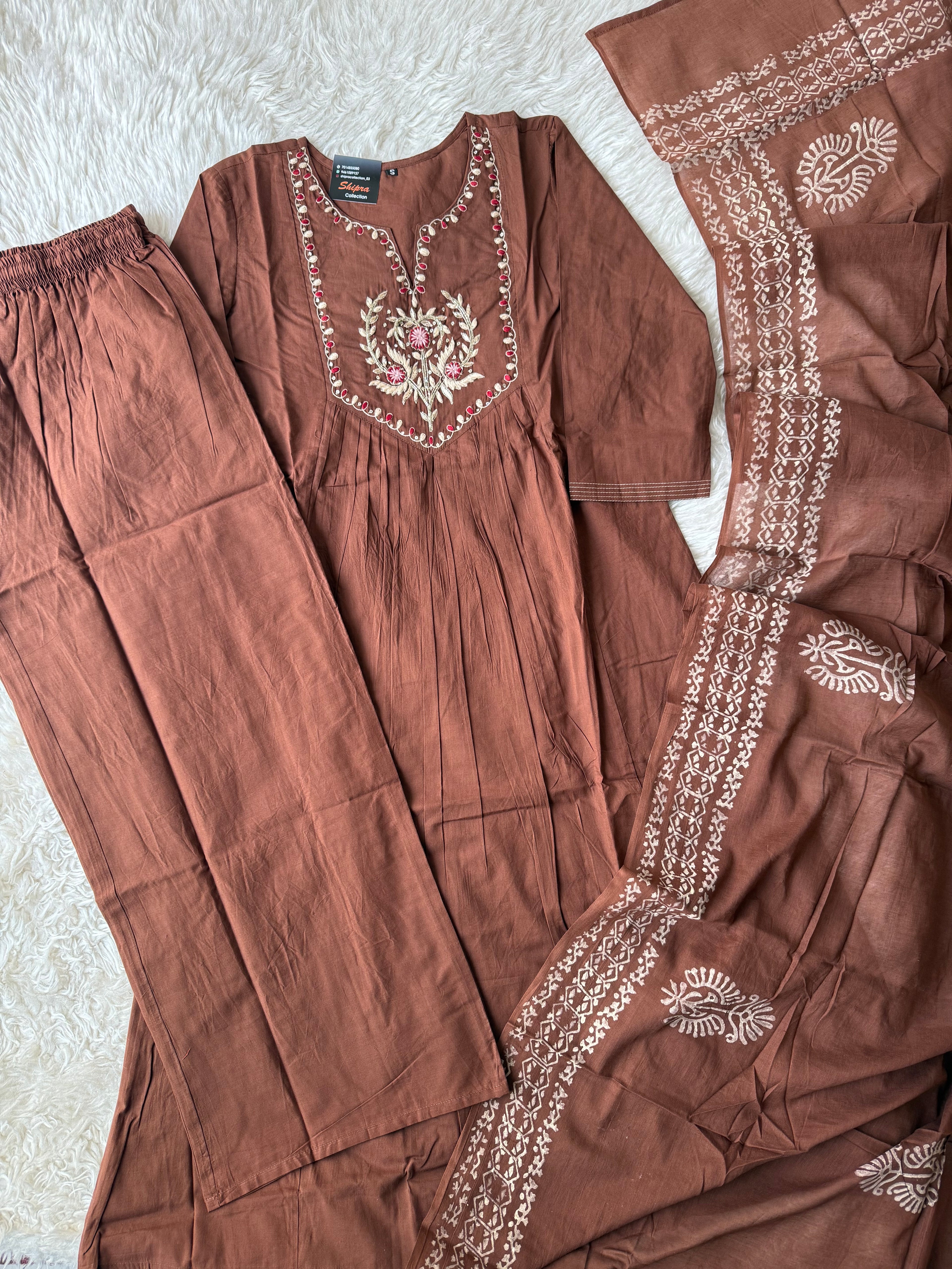 Premium Cotton Kurti Plazo Dupatta Set