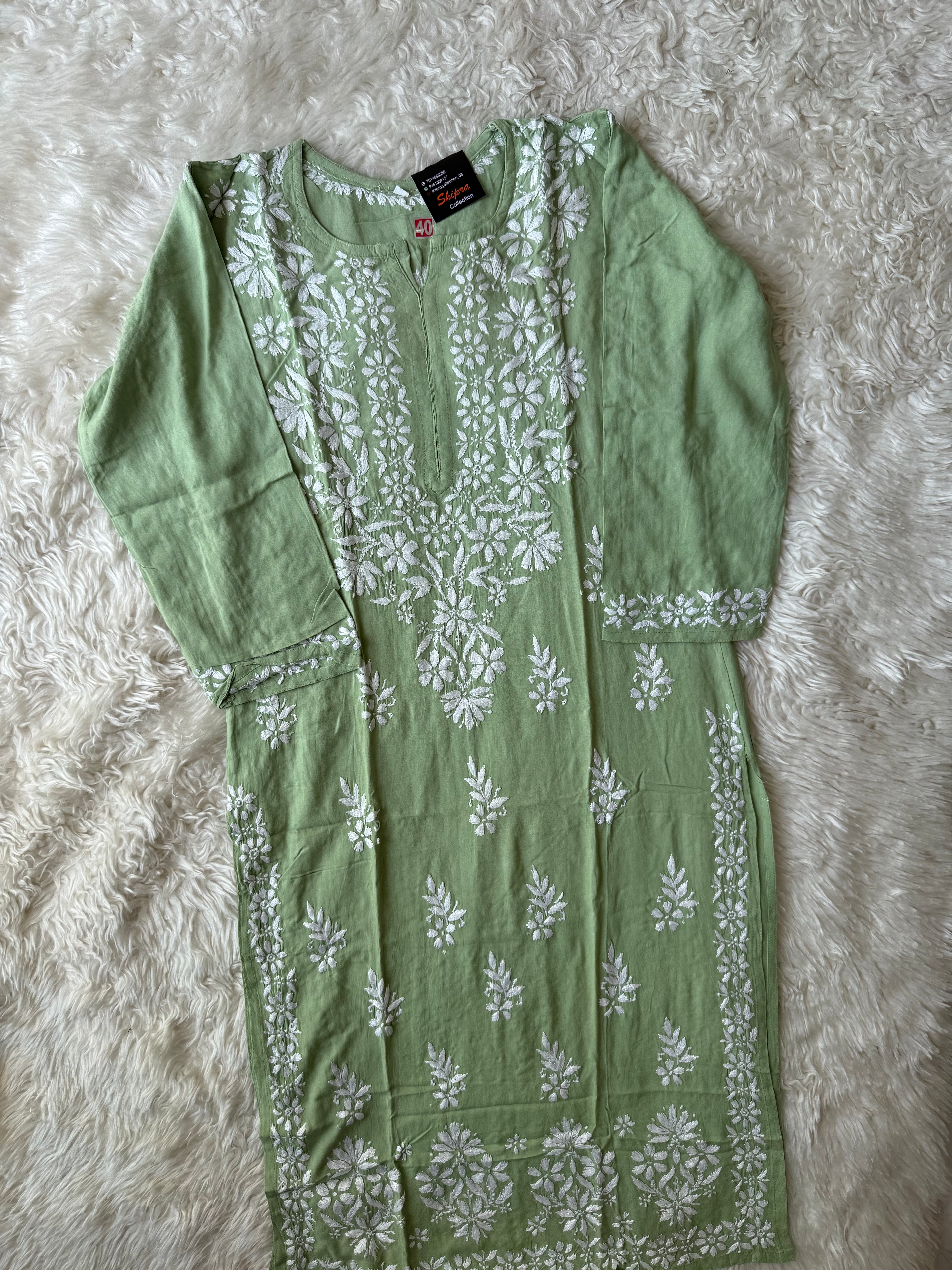 Heavy Rayon Chikankari Kurti Plazo Set