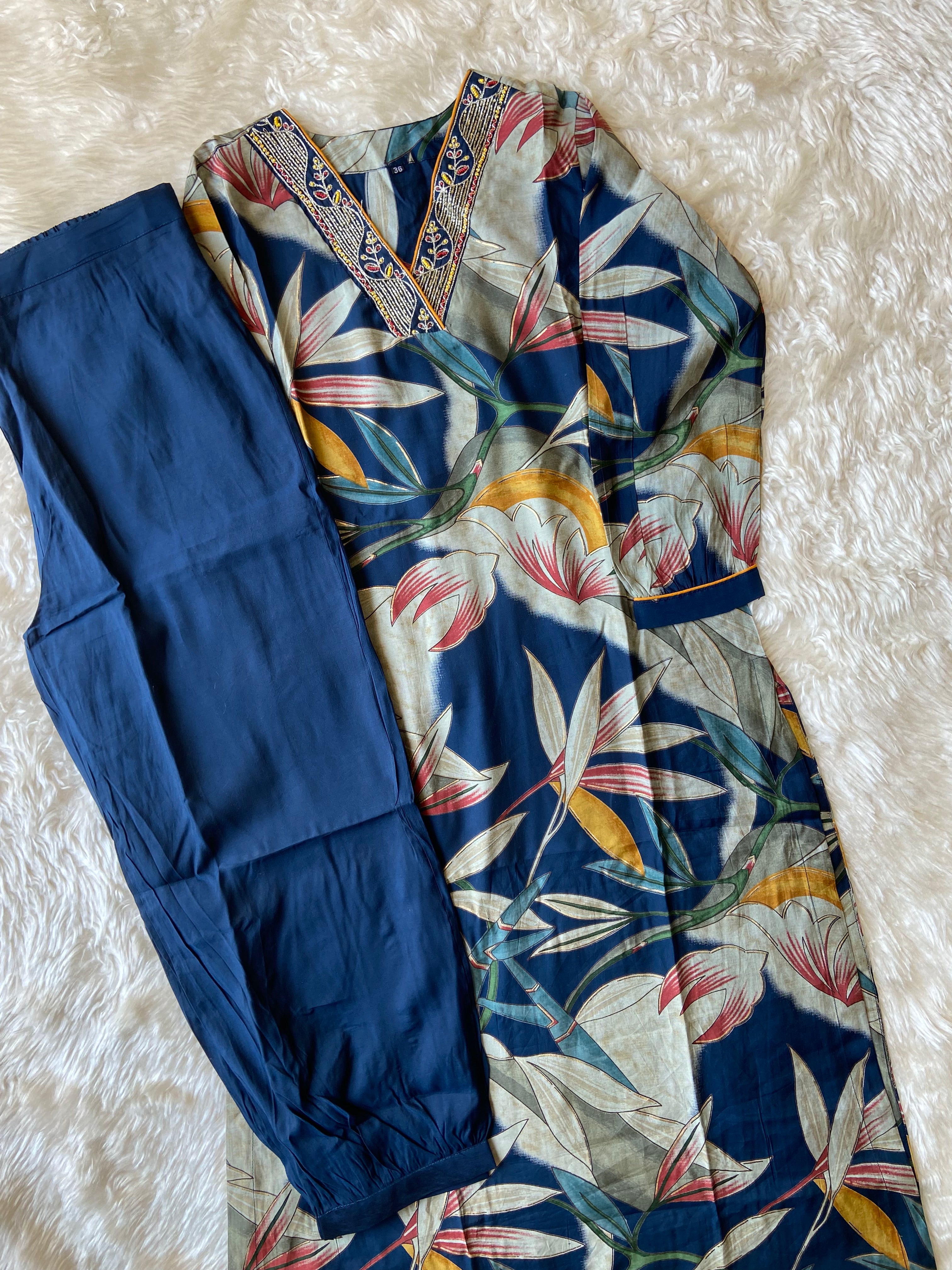 Muslin Silk Kurti Afghani Pant Dupatta Set
