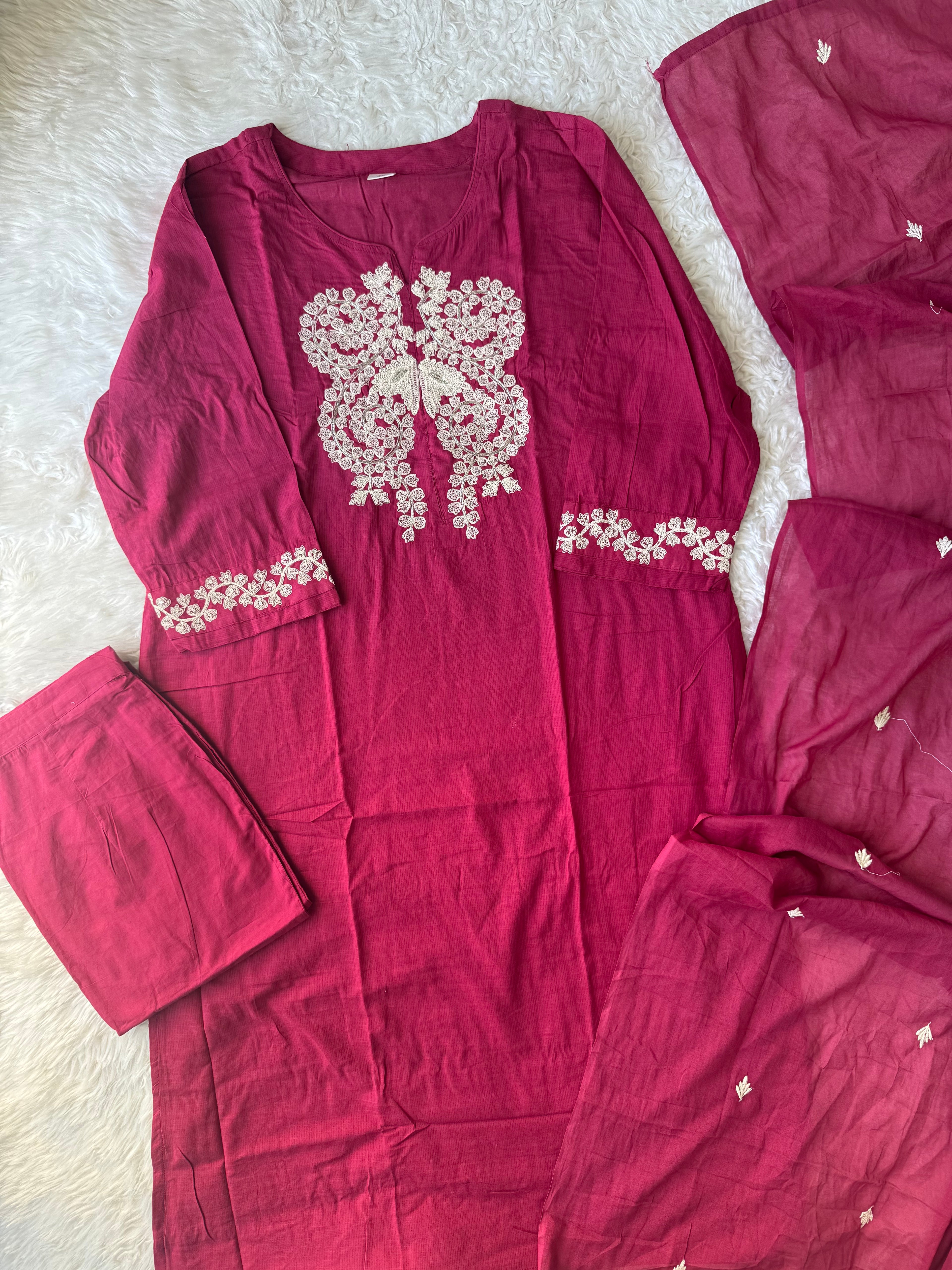 Premium Cotton Kurti Pant Dupatta Set