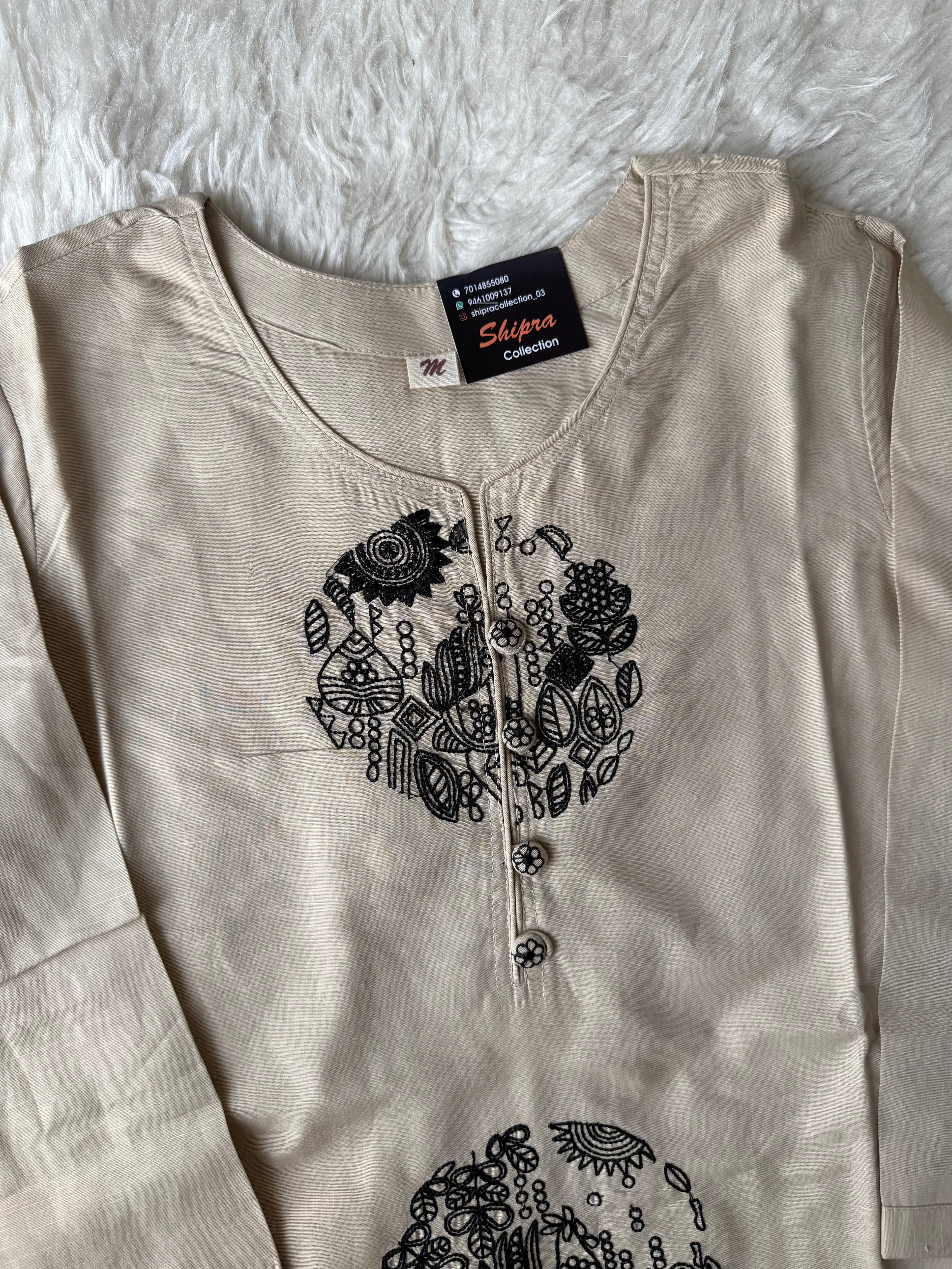 Slub Cotton Kurti Pant Set