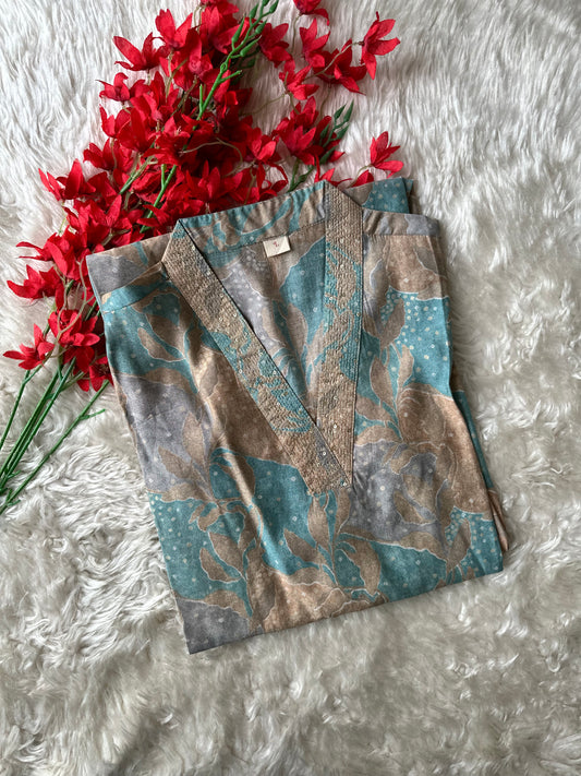 Pure Muslin Silk V-Neck kurti