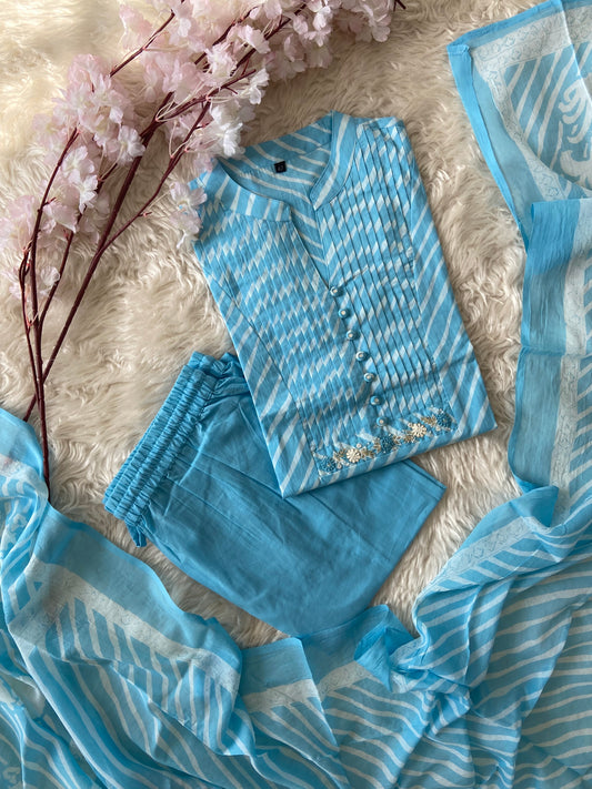 Premium Cotton Kurti Pant Dupatta Set