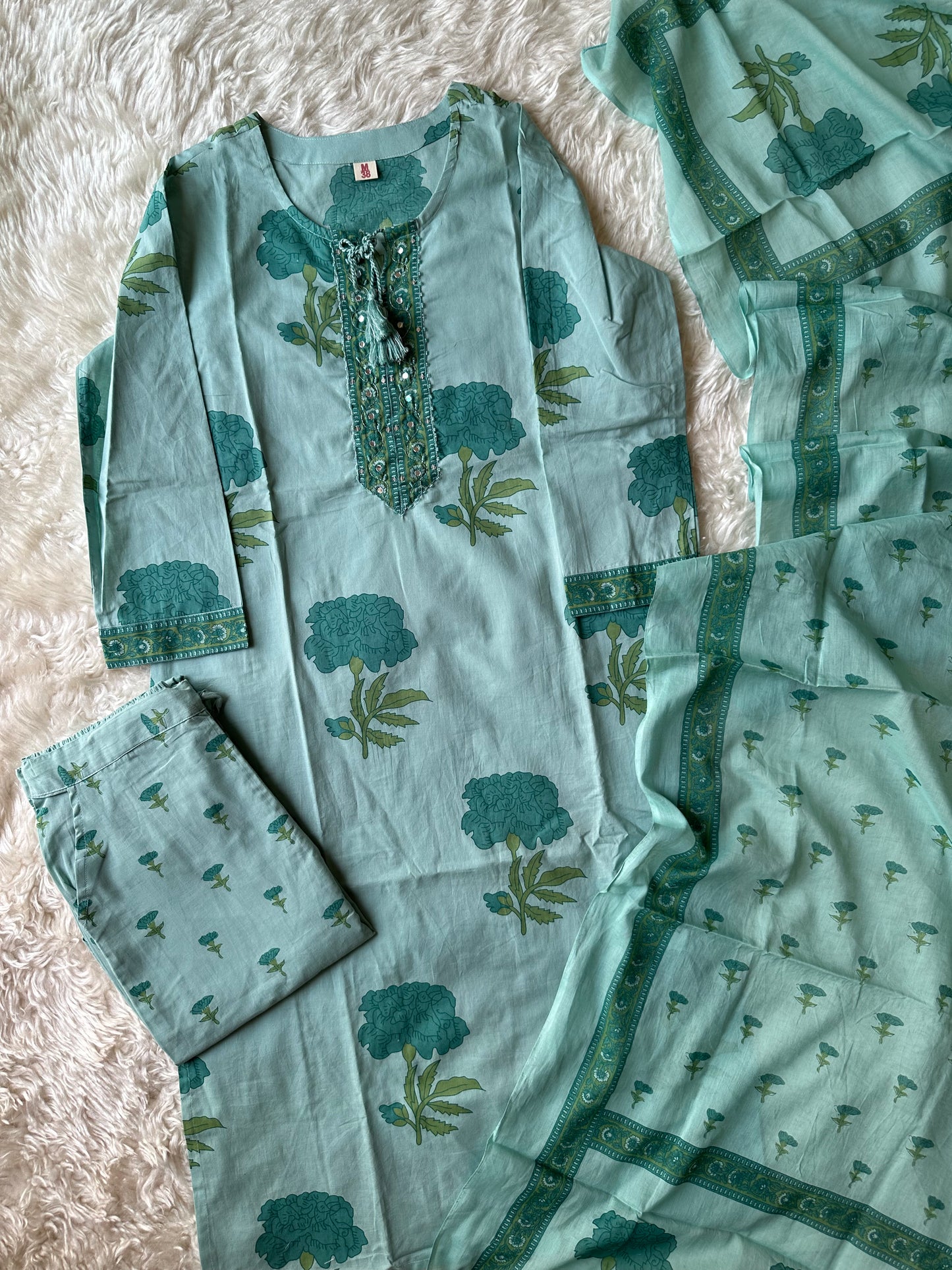 Mul Cotton Kurti Pant Dupatta Set